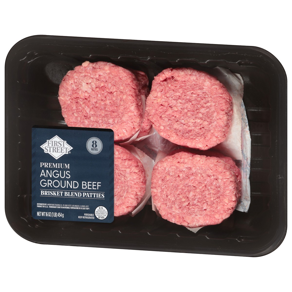 slide 2 of 3, First Street Angus Brisket Blend Patties 12, 16 oz