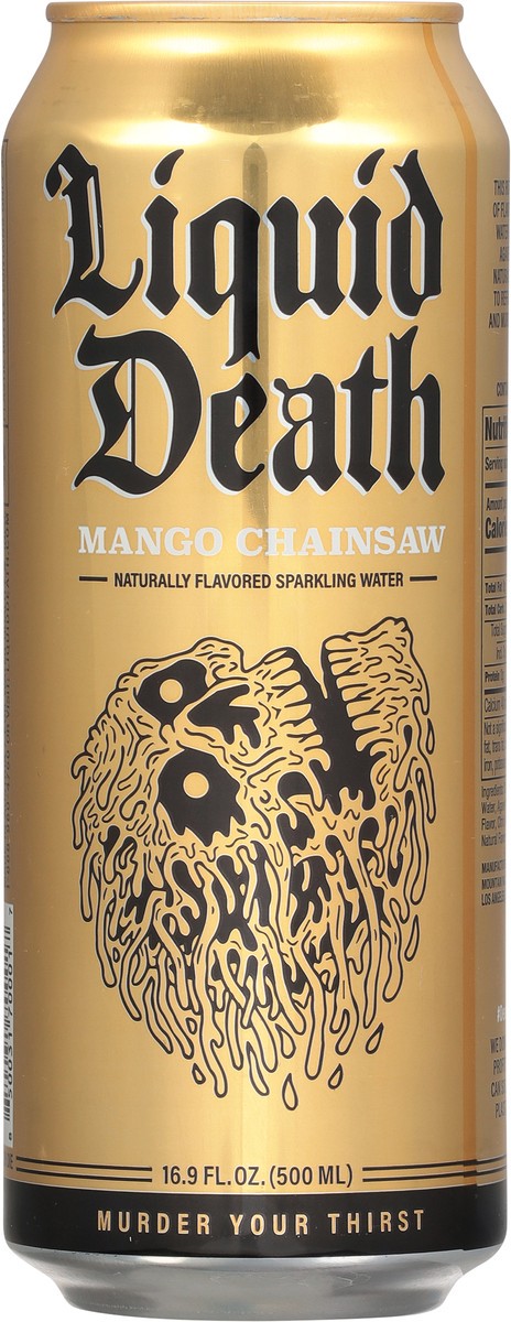 slide 3 of 7, Liquid Death Sparkling Water, Mango Chainsaw, 16.9 oz Can, 16.9 fl oz