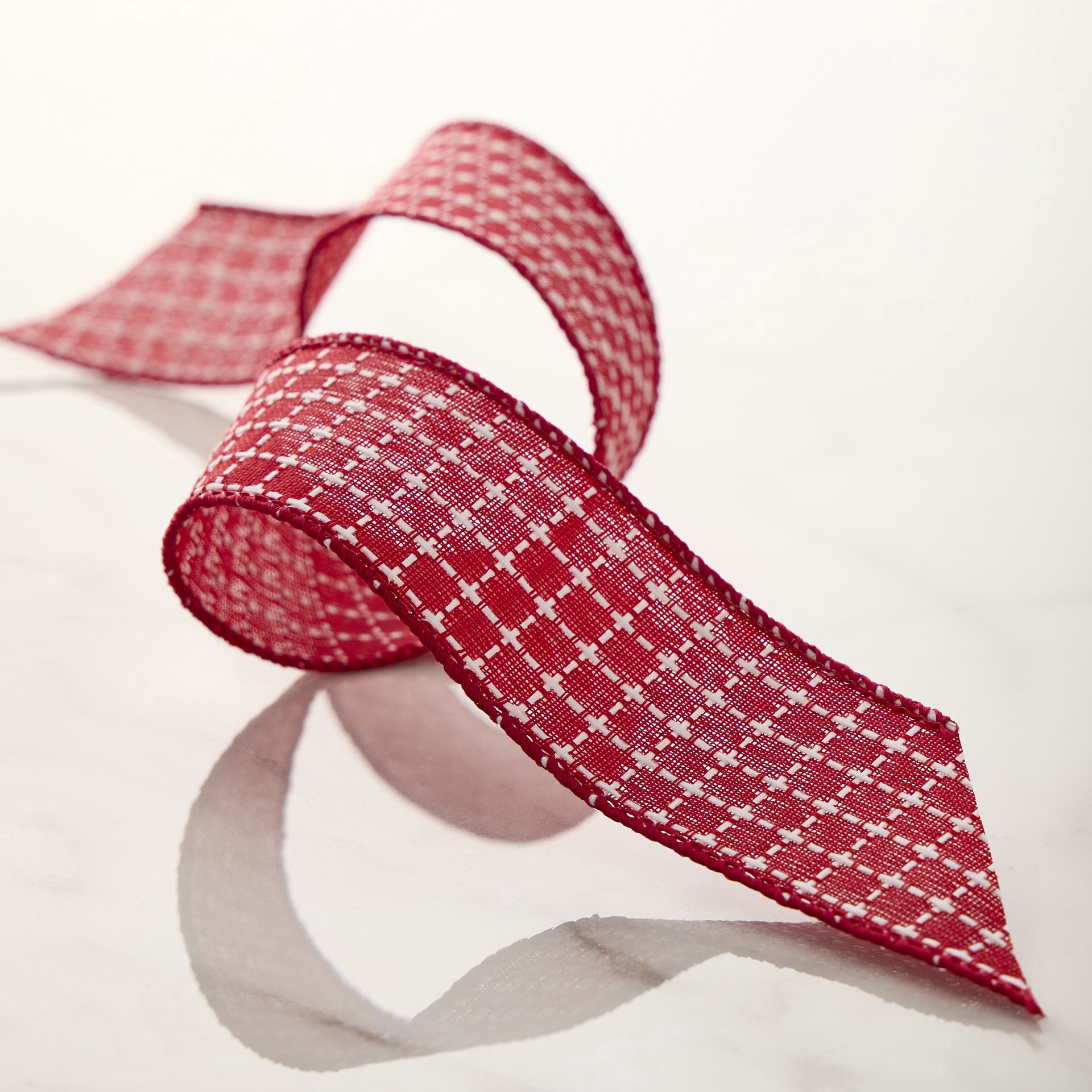 slide 2 of 2, 1.5" X 3yd. Faux Linen Wired Grid Ribbon By Celebrate It Classic, 1.5 in x 3 yd