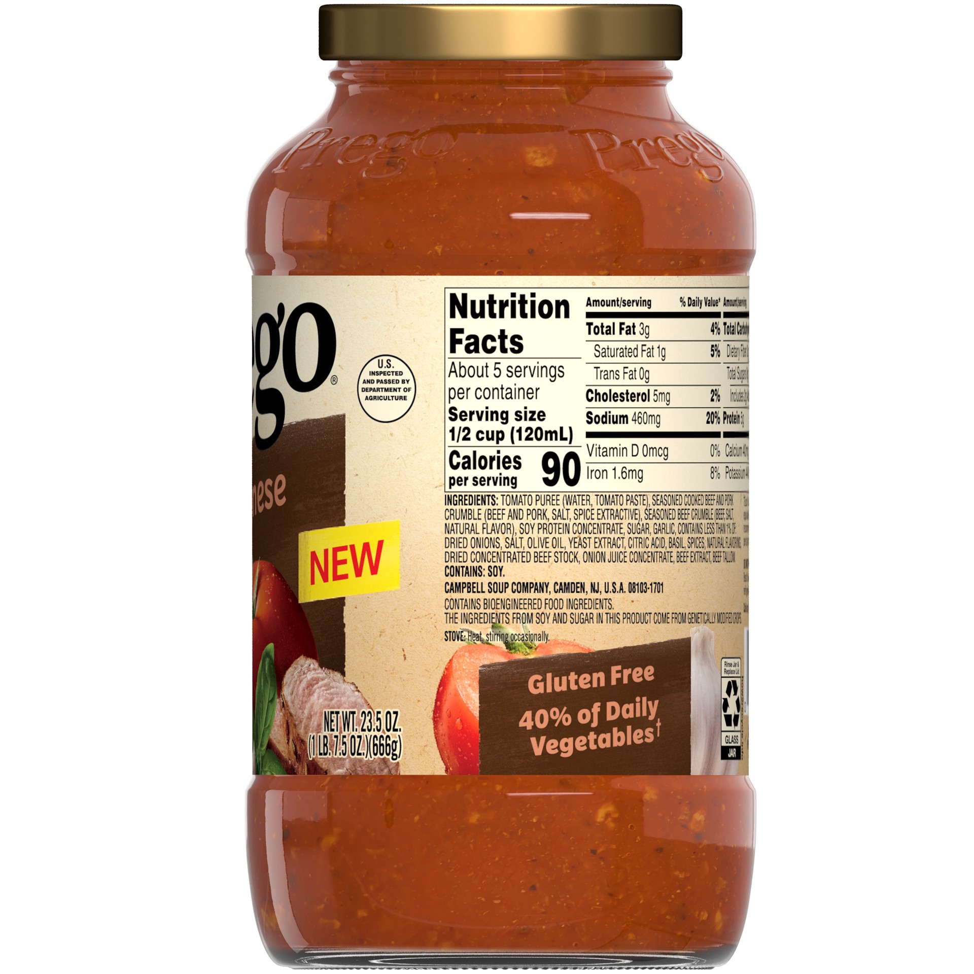 slide 5 of 5, Prego Bolognese Meat Sauce, 23.5 oz Jar, 23.5 oz
