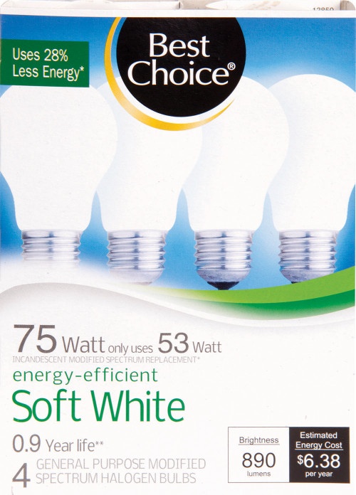 slide 1 of 1, Best Choice Energy Effecient Soft White Light Bulbs, 4 ct