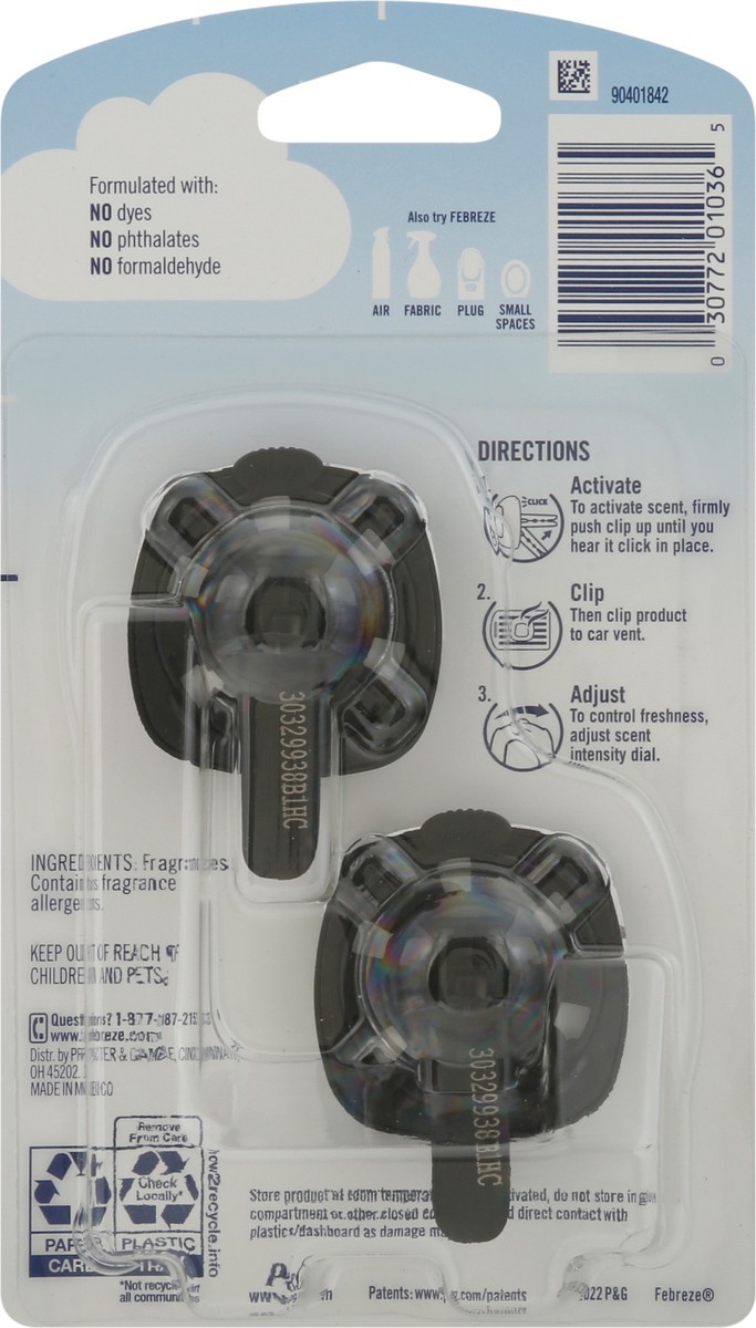 slide 4 of 9, Febreze Vent Clips Auto Lush Air Freshener 2 - 2.2 ml Clips, 2 ct