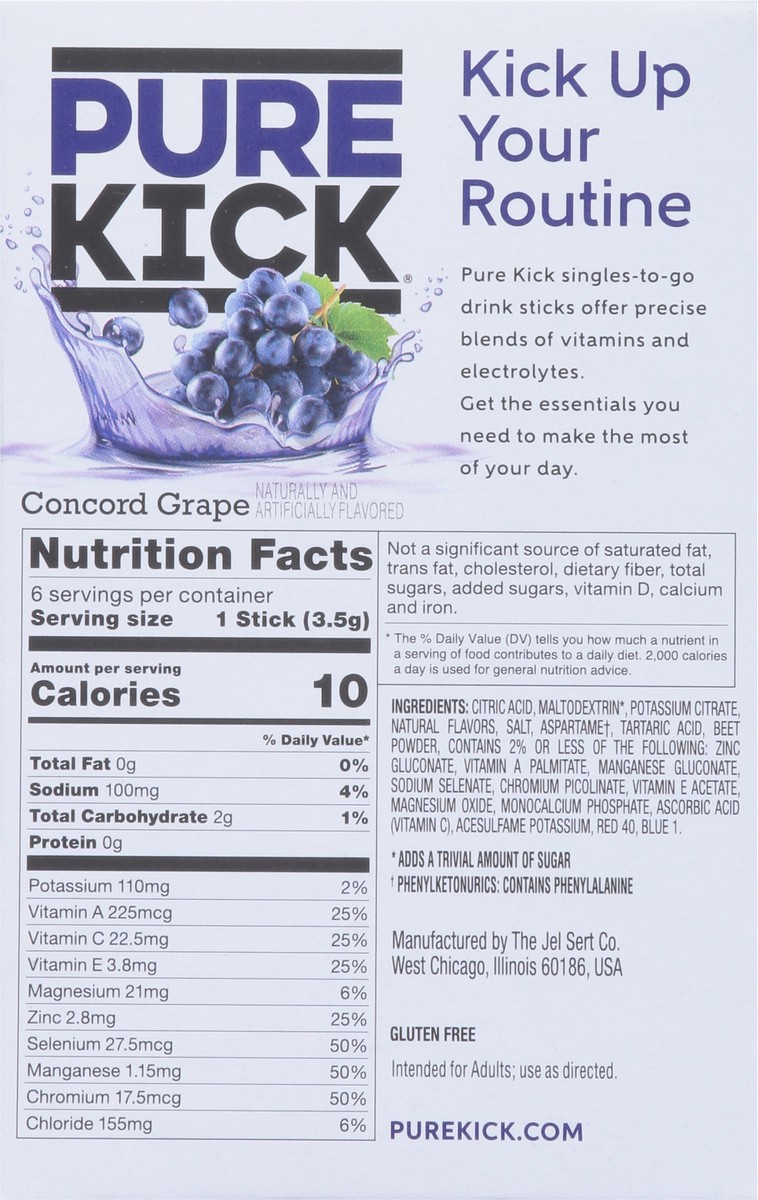slide 4 of 14, Pure Kick Hydrate Zero Sugar Concord Grape Drink Mix Stick Packs - 6 ct, 6 ct