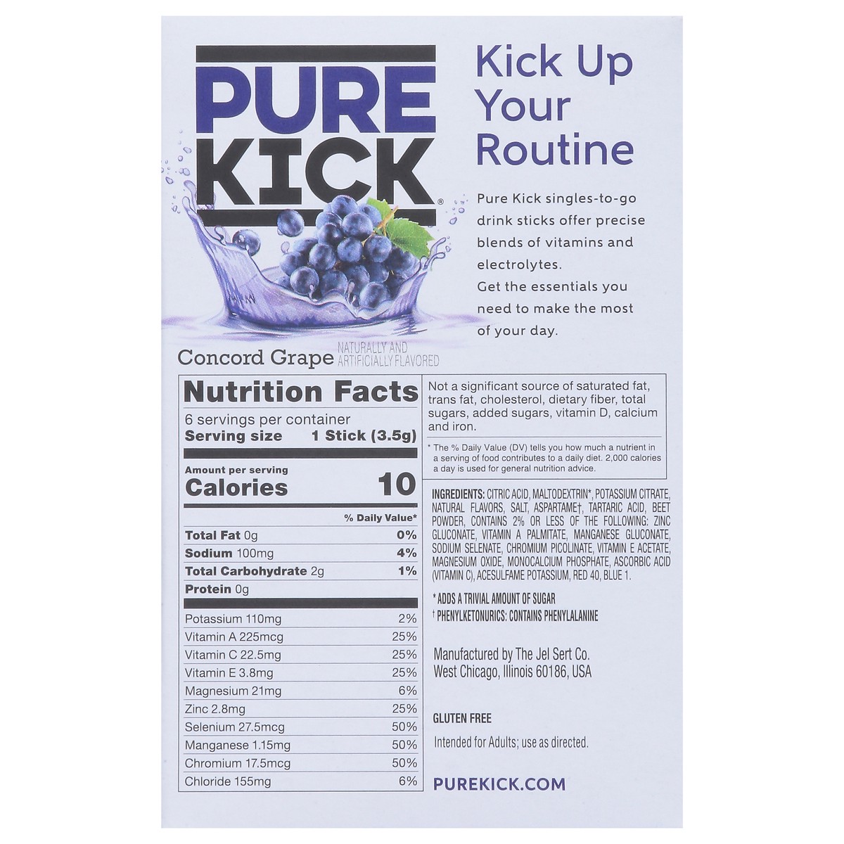 slide 12 of 14, Pure Kick Hydrate Zero Sugar Concord Grape Drink Mix Stick Packs - 6 ct, 6 ct