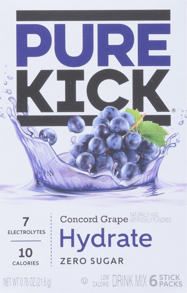 slide 7 of 14, Pure Kick Hydrate Zero Sugar Concord Grape Drink Mix Stick Packs - 6 ct, 6 ct