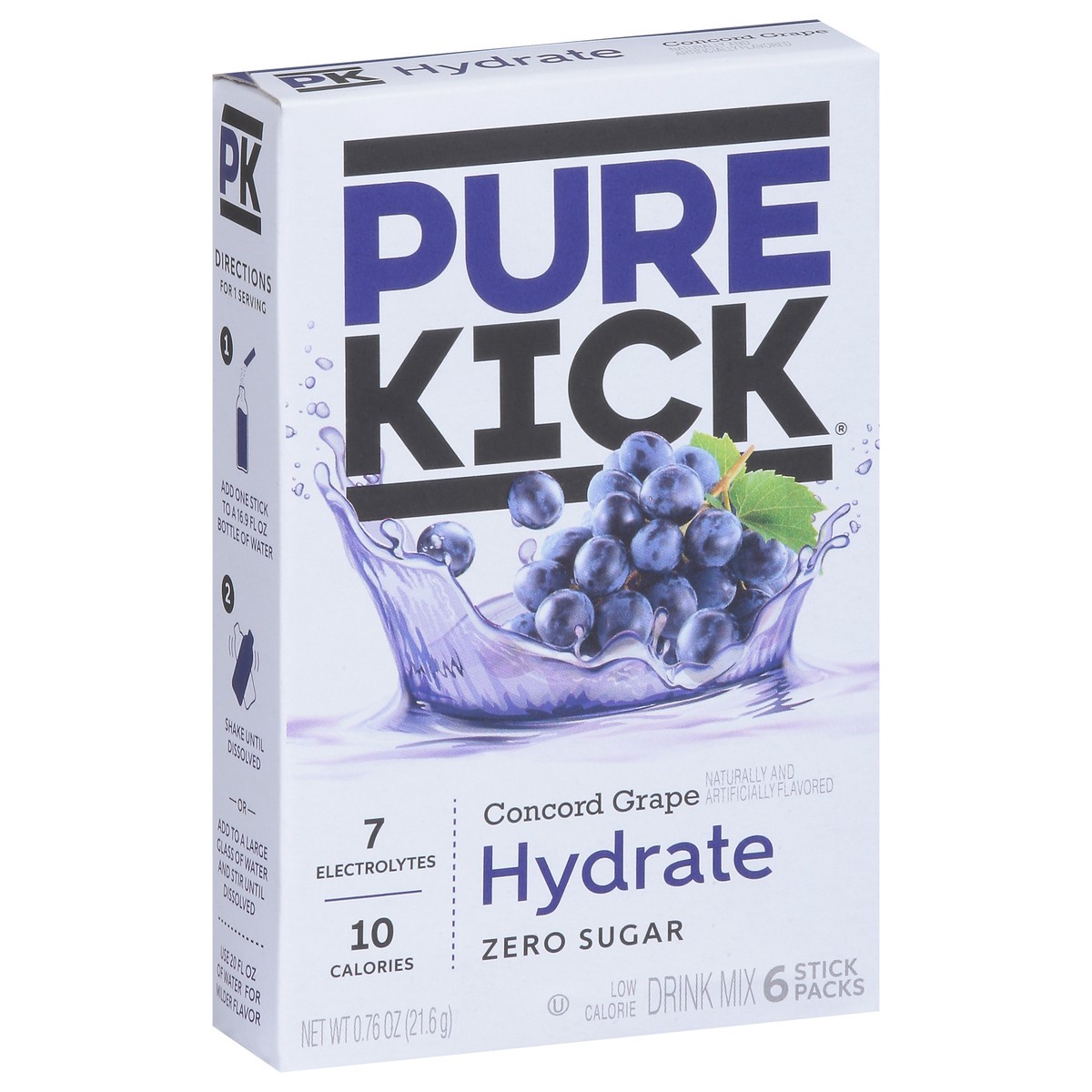 slide 8 of 14, Pure Kick Hydrate Zero Sugar Concord Grape Drink Mix Stick Packs - 6 ct, 6 ct