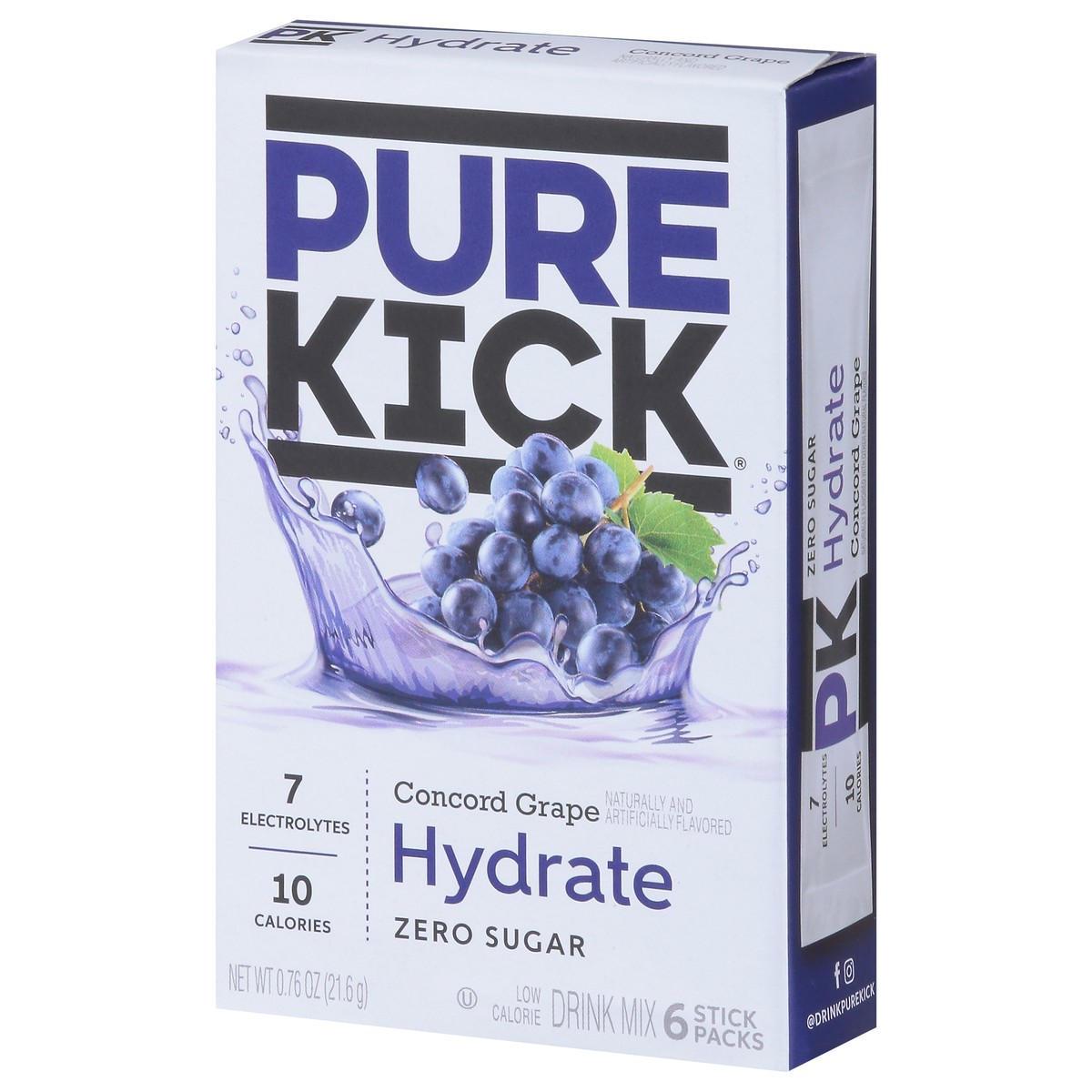 slide 14 of 14, Pure Kick Hydrate Zero Sugar Concord Grape Drink Mix Stick Packs - 6 ct, 6 ct