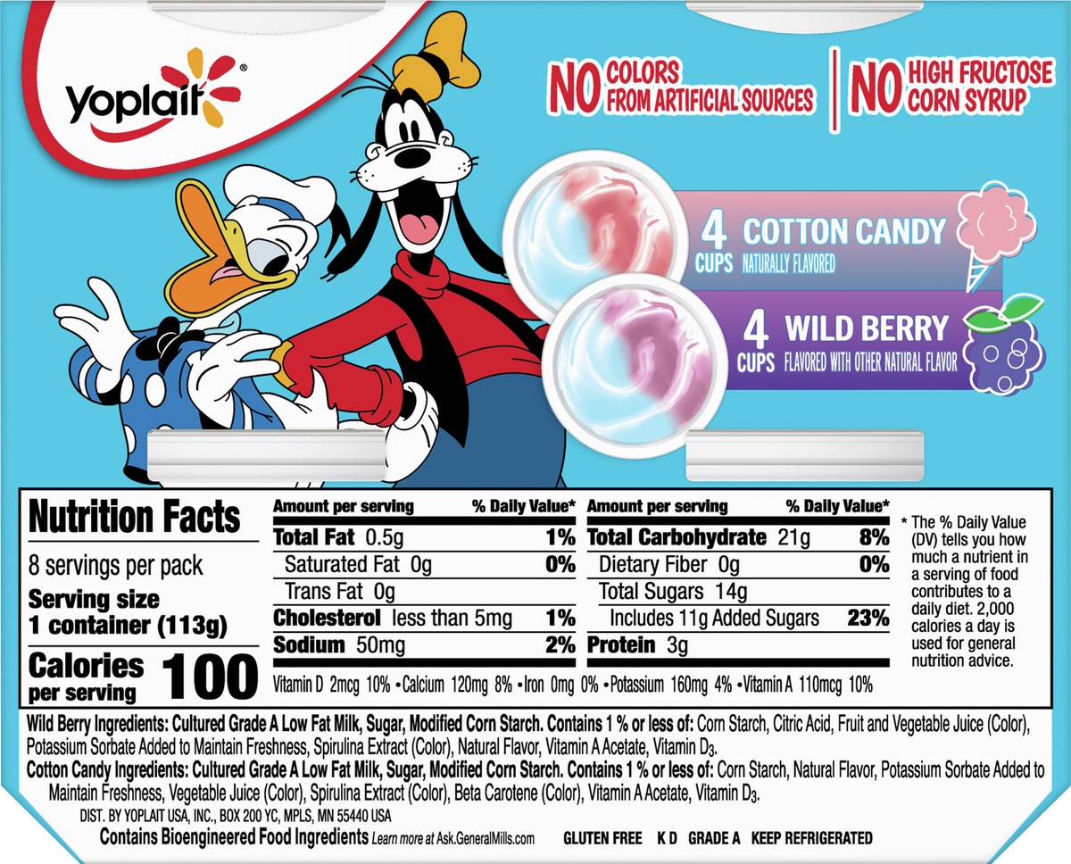 slide 3 of 9, Yoplait Low Fat Kids Yogurt, Disney Moana Variety Pack, Cotton Candy and Wild Berry, Gluten Free Snacks, 8 Yogurt Cups, 8 ct