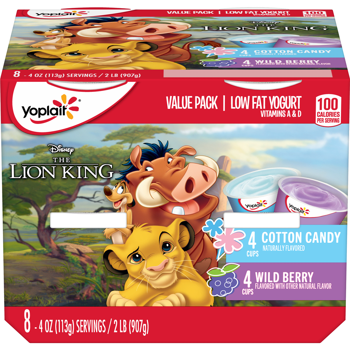 slide 1 of 1, Yoplait Kids Yogurt Lion King Variety Pack Cotton Candy/Wild Berry Blue, 8 ct; 4 oz