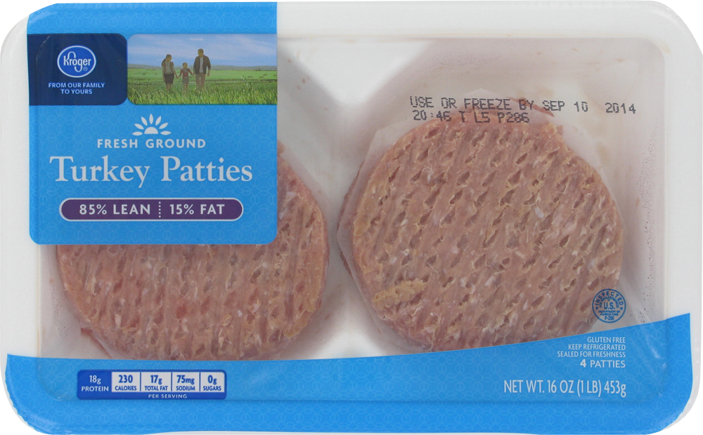 slide 1 of 2, Kroger Fresh Ground Turkey Patties, 4 ct; 16 oz