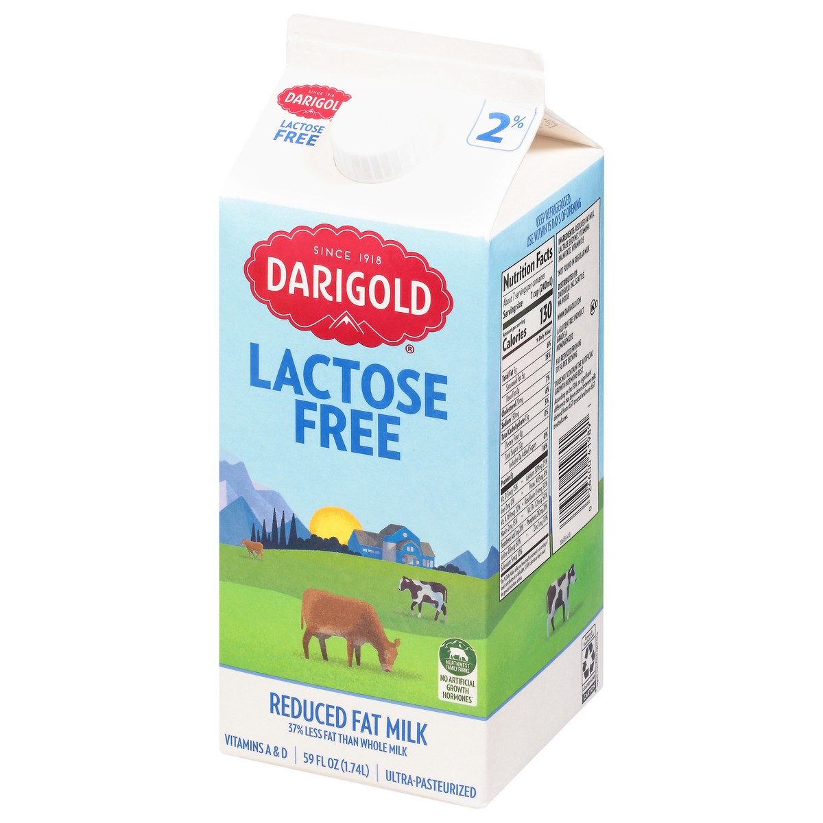 slide 9 of 14, Darigold 2% Reduced Fat Milk Lactose Free (Carton), 59 fl oz