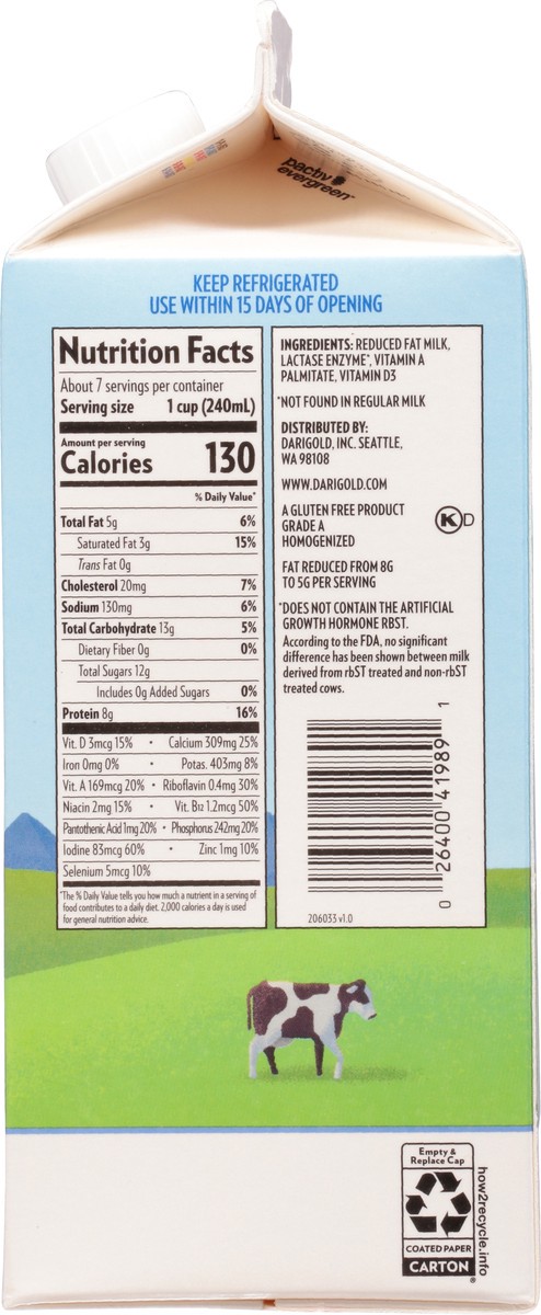 slide 14 of 14, Darigold 2% Reduced Fat Milk Lactose Free (Carton), 59 fl oz