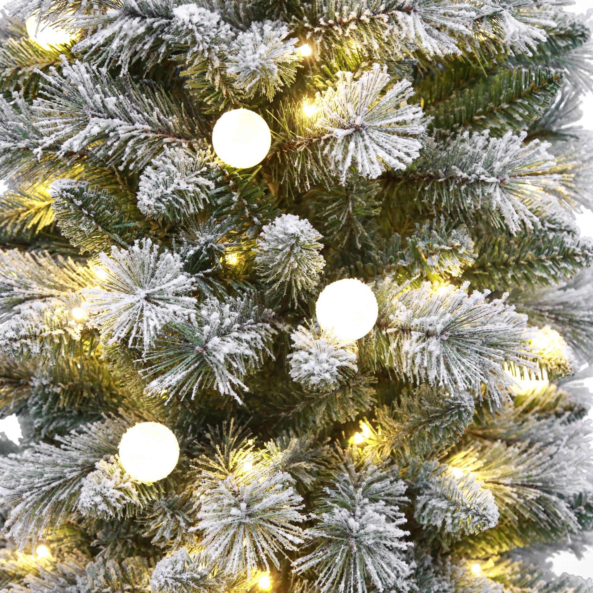 slide 2 of 8, 7.5ft. Pre-Lit Flocked Glacier Fir Artificial Christmas Tree, Dual Color Led Lights With G40 Bulbs By Ashland, 7.5 ft