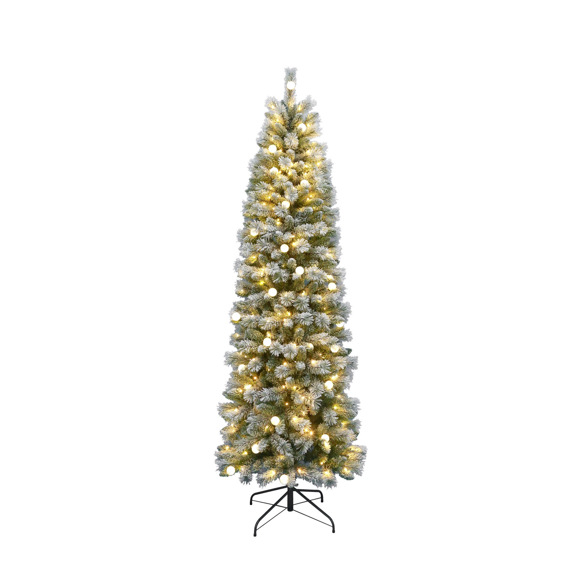 slide 5 of 8, 7.5ft. Pre-Lit Flocked Glacier Fir Artificial Christmas Tree, Dual Color Led Lights With G40 Bulbs By Ashland, 7.5 ft