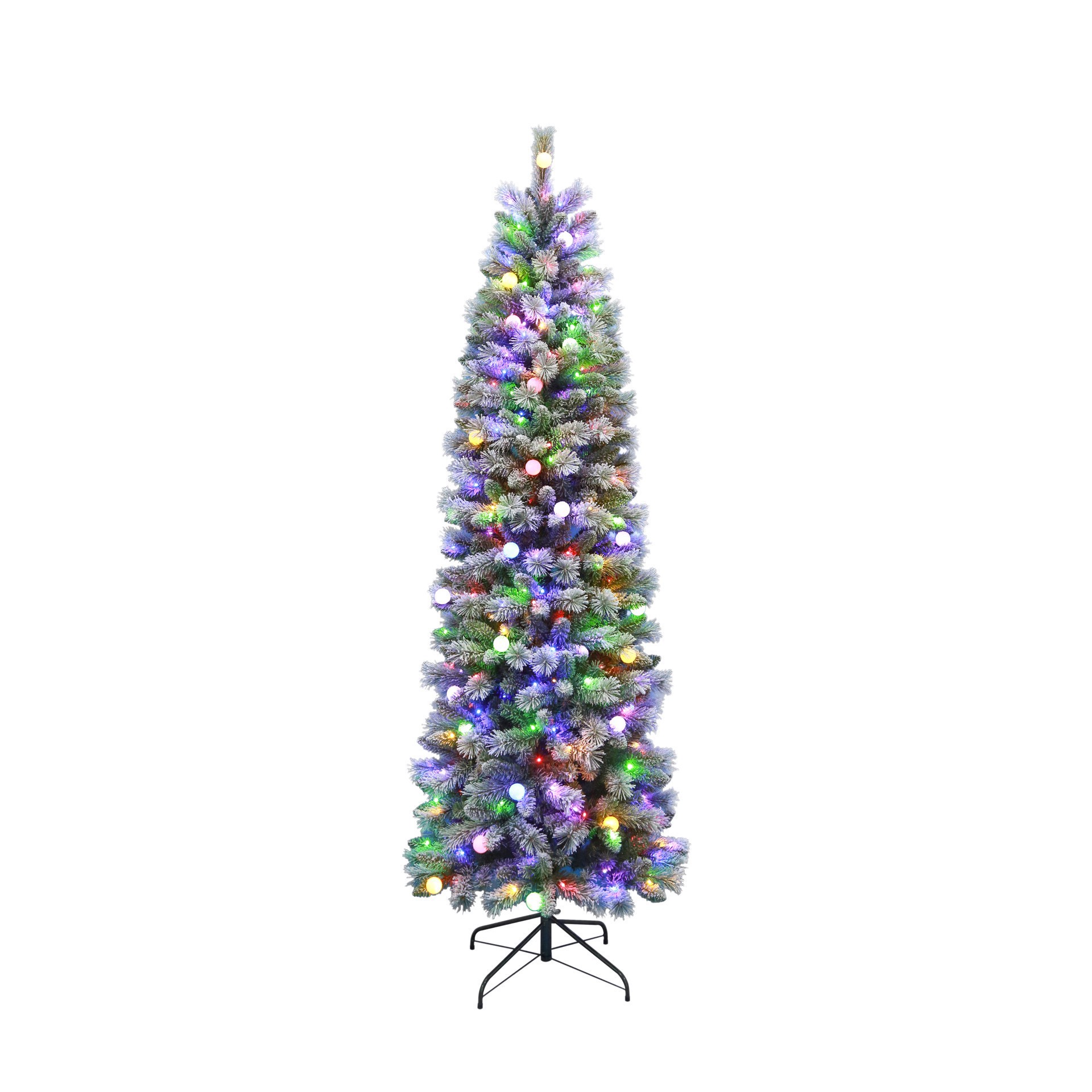 slide 7 of 8, 7.5ft. Pre-Lit Flocked Glacier Fir Artificial Christmas Tree, Dual Color Led Lights With G40 Bulbs By Ashland, 7.5 ft