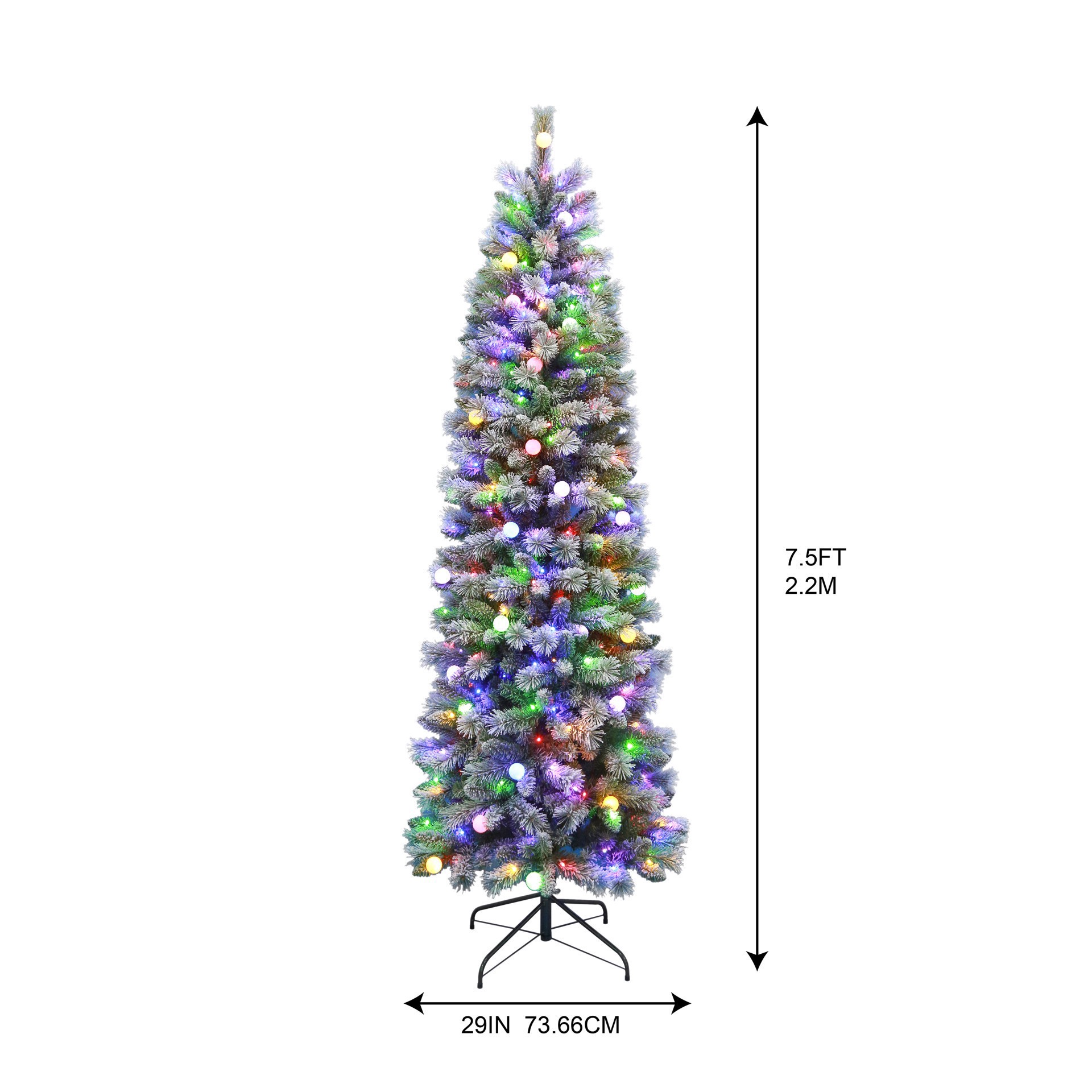 slide 3 of 8, 7.5ft. Pre-Lit Flocked Glacier Fir Artificial Christmas Tree, Dual Color Led Lights With G40 Bulbs By Ashland, 7.5 ft