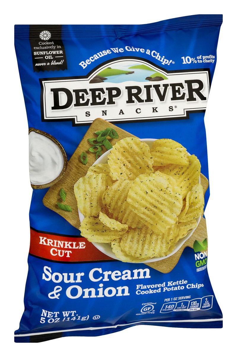 slide 2 of 9, Deep River Snacks Kettle Sour Cream Onion Natural Chips, 5 oz