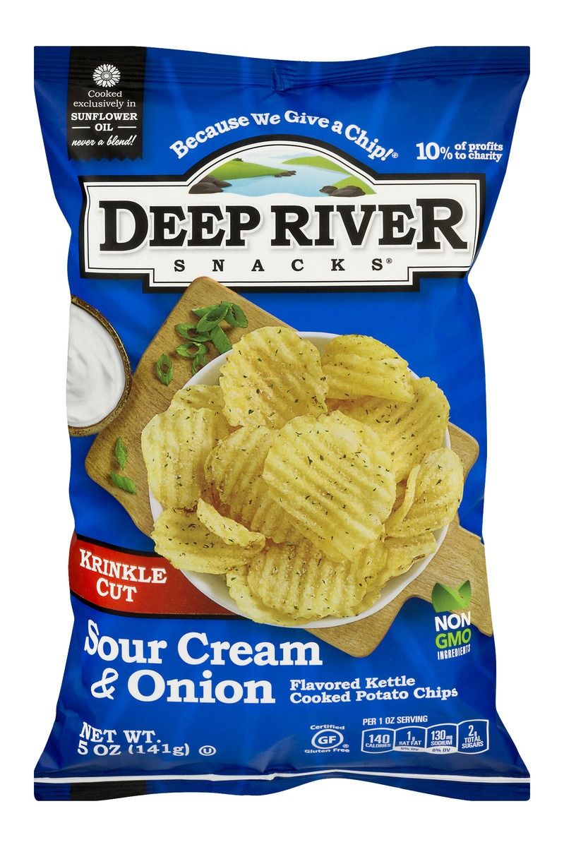 slide 1 of 9, Deep River Snacks Kettle Sour Cream Onion Natural Chips, 5 oz