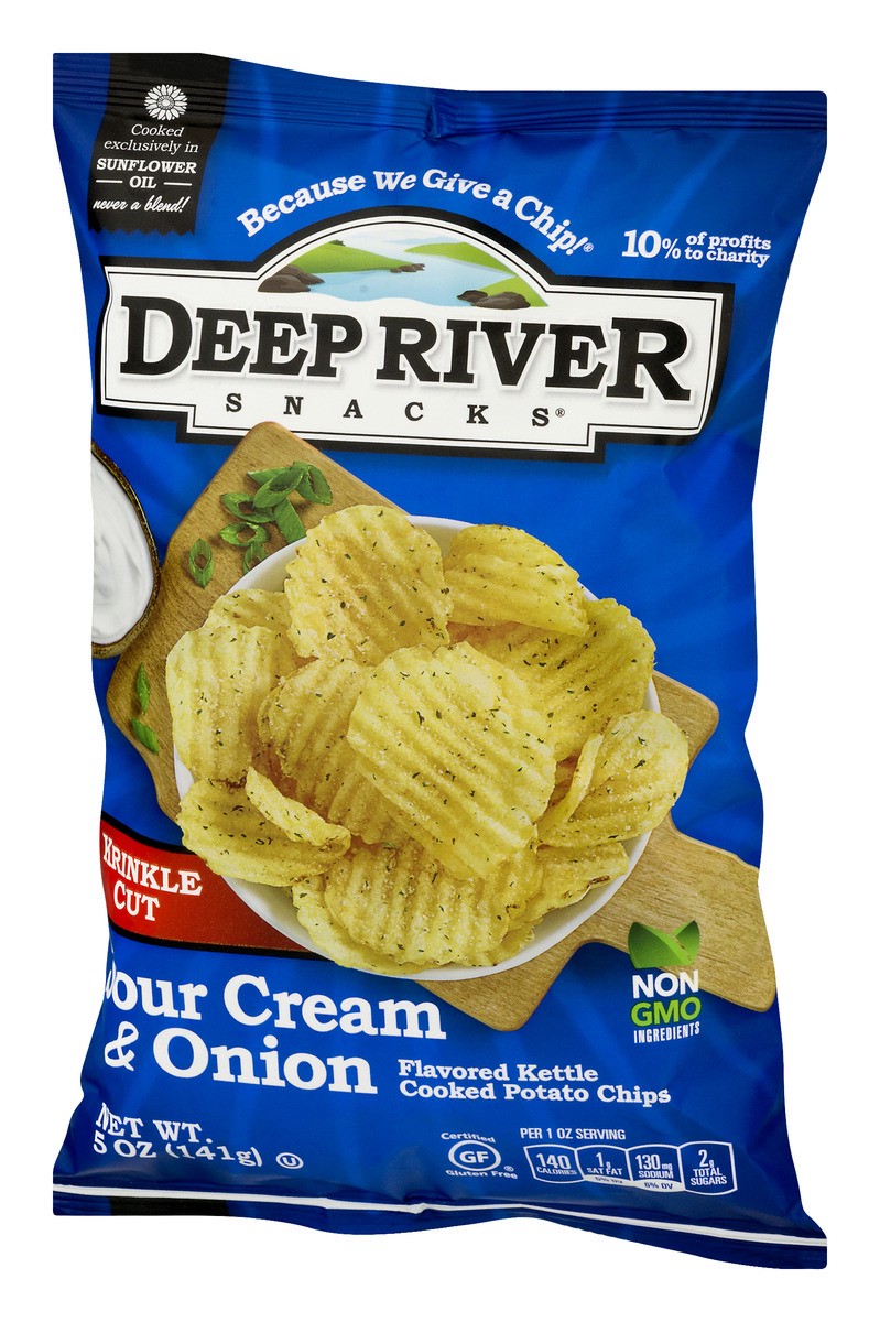 slide 4 of 9, Deep River Snacks Kettle Sour Cream Onion Natural Chips, 5 oz