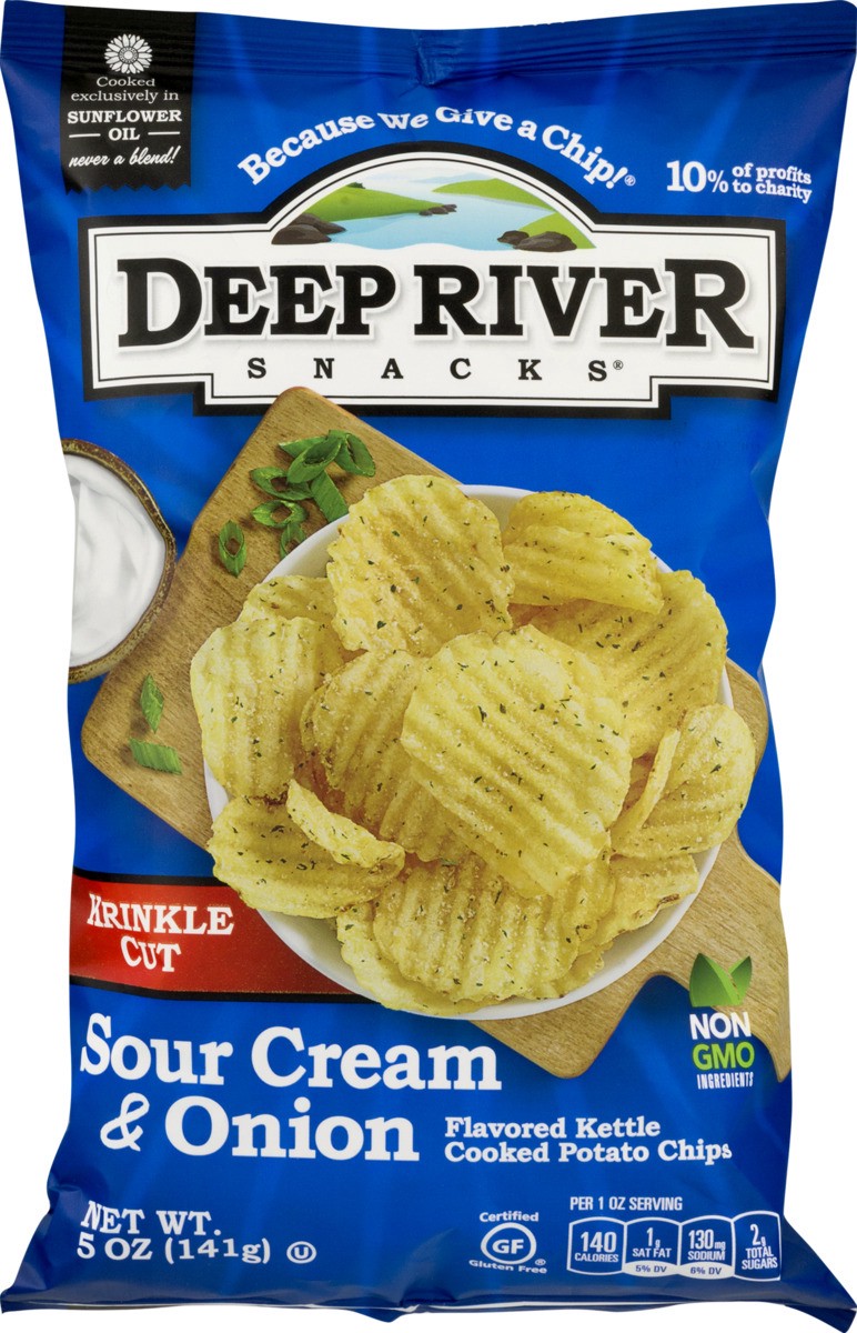 slide 8 of 9, Deep River Snacks Kettle Sour Cream Onion Natural Chips, 5 oz