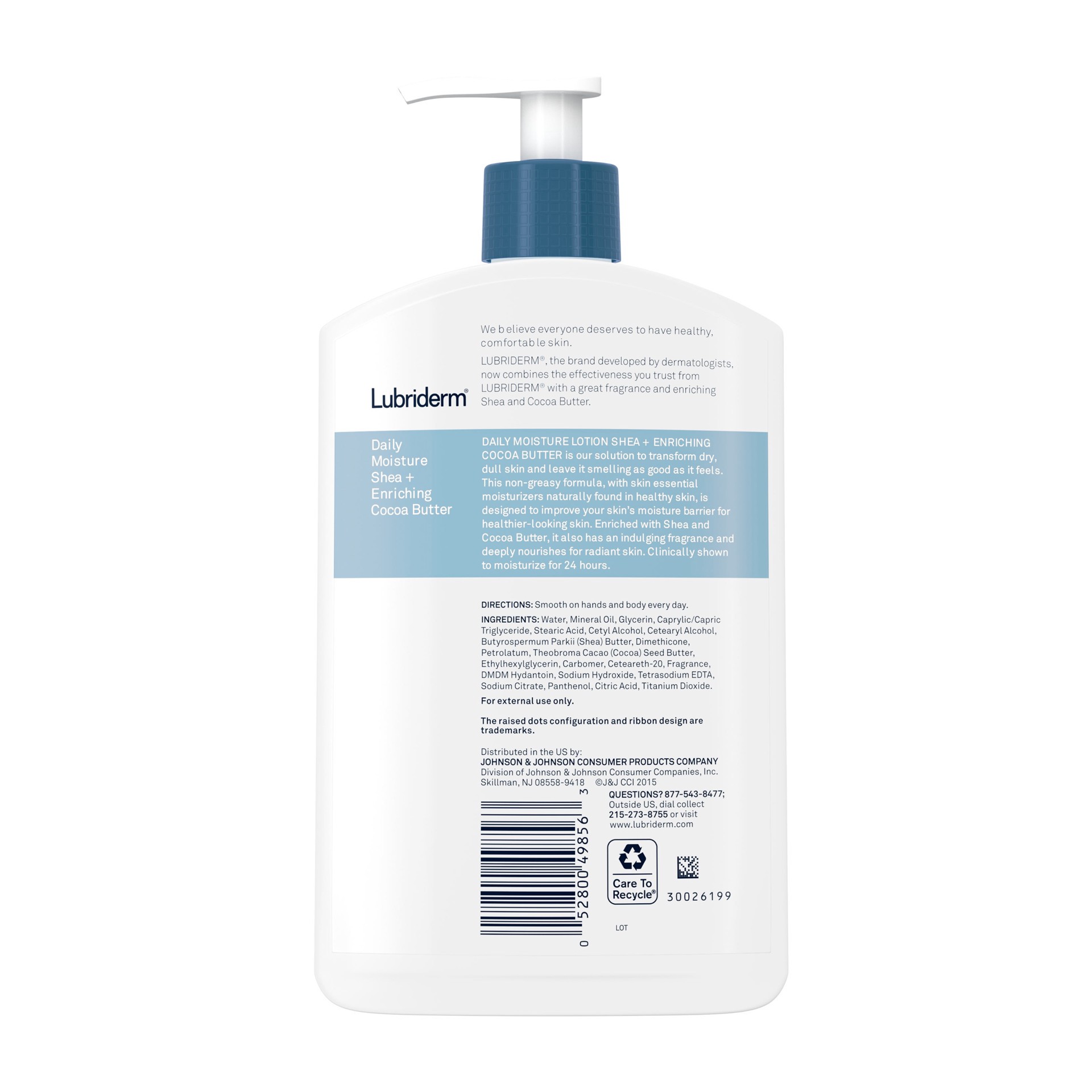 slide 4 of 7, Lubriderm Daily Moisture Replenishing Body Lotion with Shea + Enriching Cocoa Butter For Dry Skin, Clean, Hydrating, Nourishing, Non-Greasy and Dermatologist Developed Brand, 16 fl. Oz, 16 fl oz