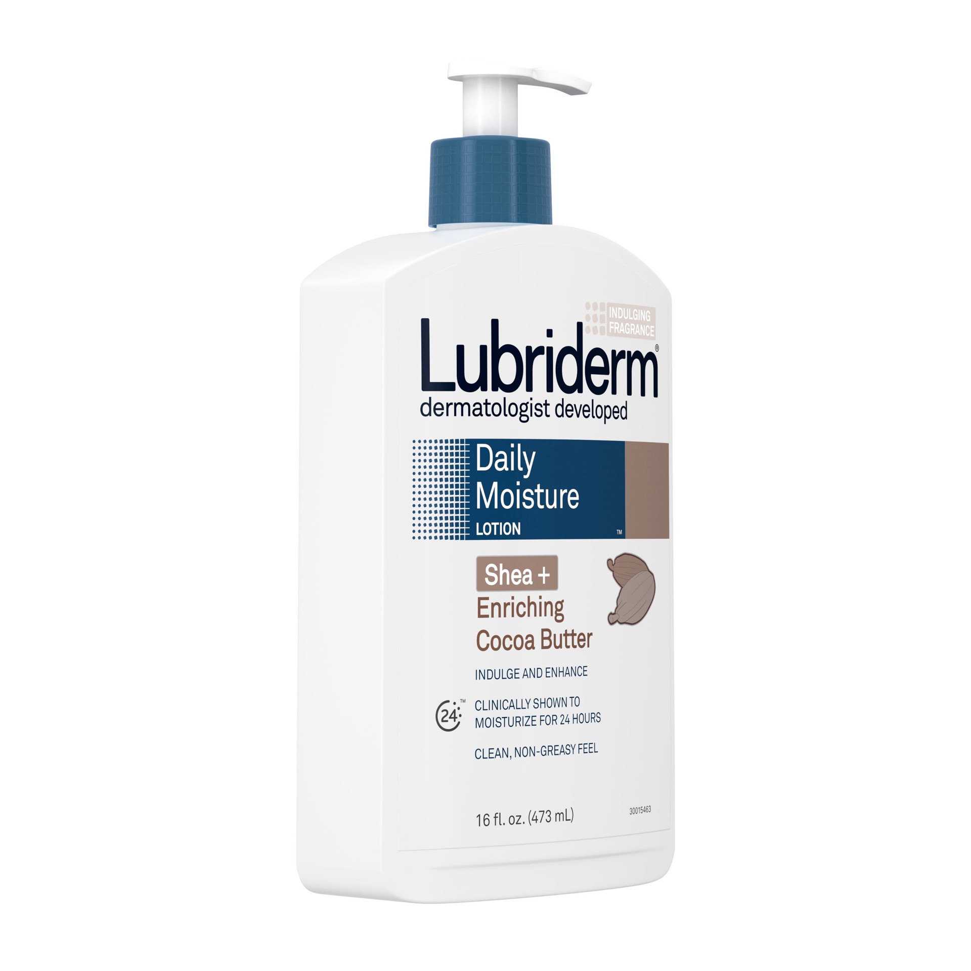 slide 2 of 7, Lubriderm Daily Moisture Replenishing Body Lotion with Shea + Enriching Cocoa Butter For Dry Skin, Clean, Hydrating, Nourishing, Non-Greasy and Dermatologist Developed Brand, 16 fl. Oz, 16 fl oz