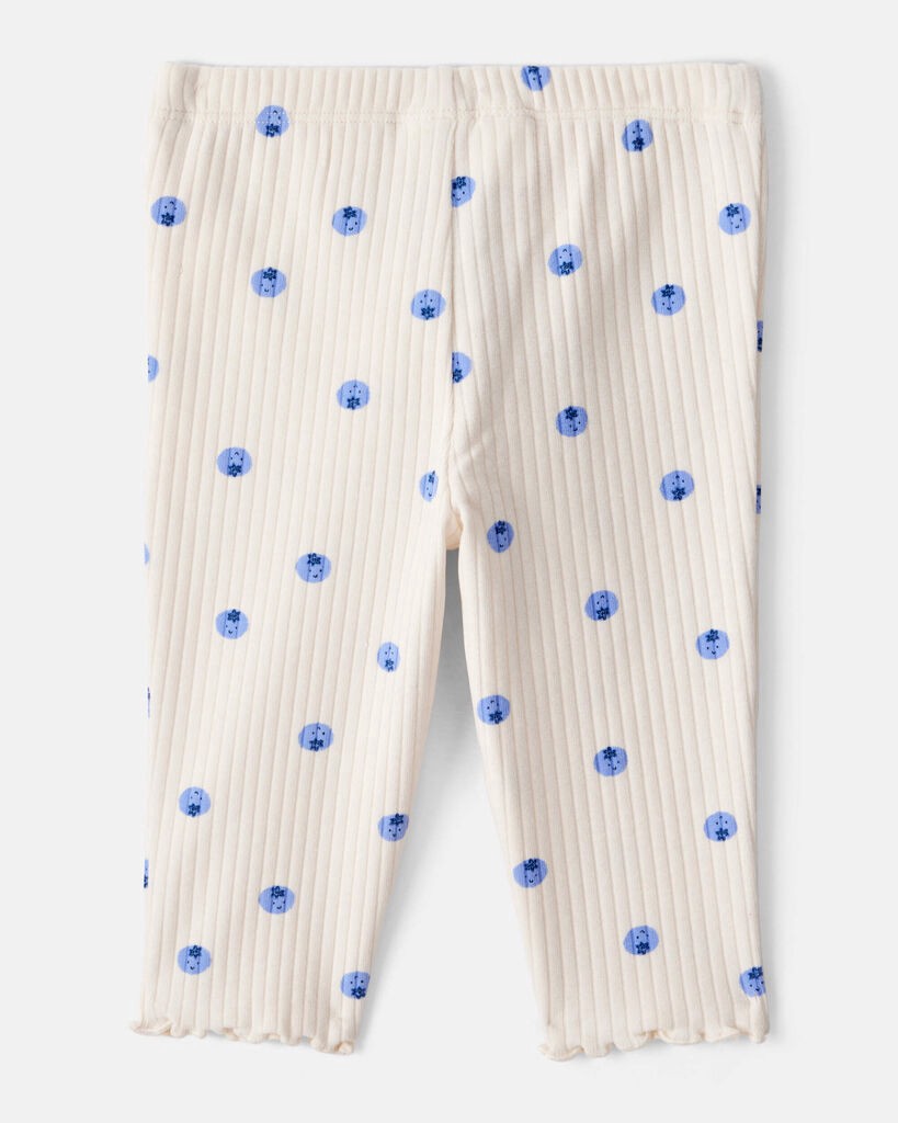 slide 2 of 3, Carter's Carters Baby Girl Blueberry Print Cotton Pull-On Pants - Ivory Ivory NB, 1 ct