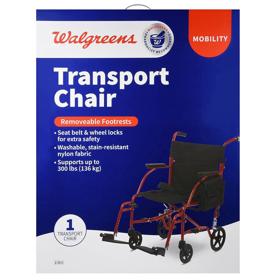 slide 3 of 5, Walgreens Ultra-Light Weight Transport Chair, 19'', 1 ct