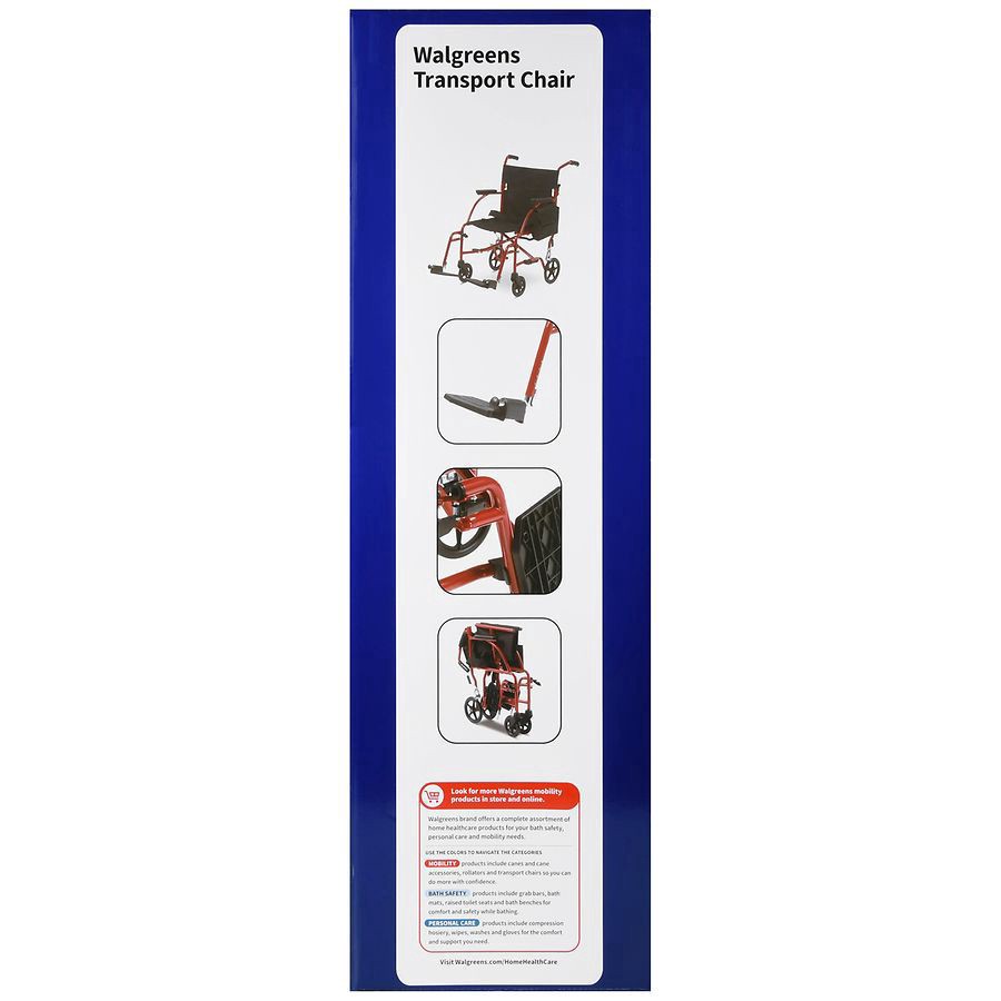 slide 5 of 5, Walgreens Ultra-Light Weight Transport Chair, 19'', 1 ct