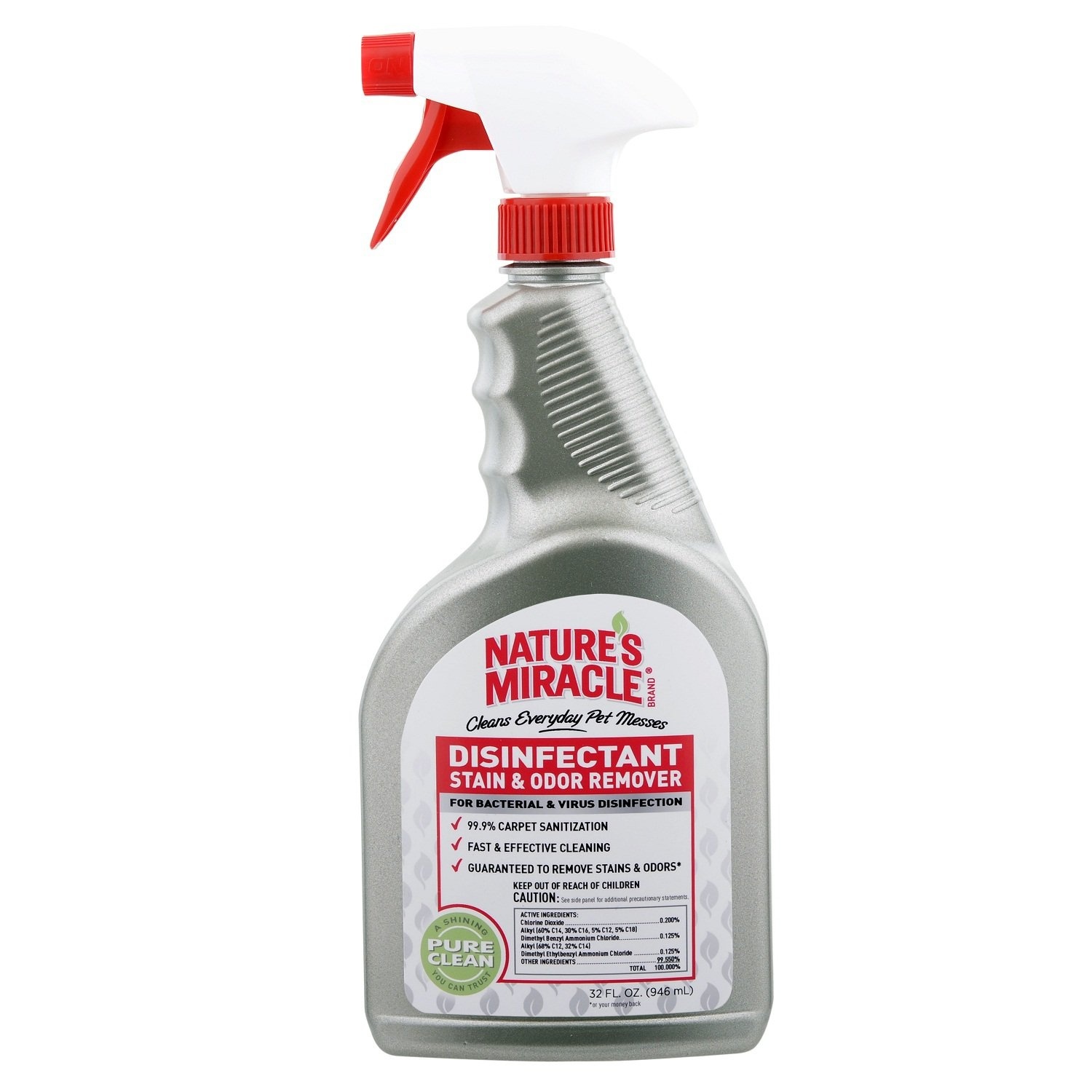 slide 1 of 1, Nature's Miracle Disinfectant Stain & Odor Remover Spray, 32 fl oz