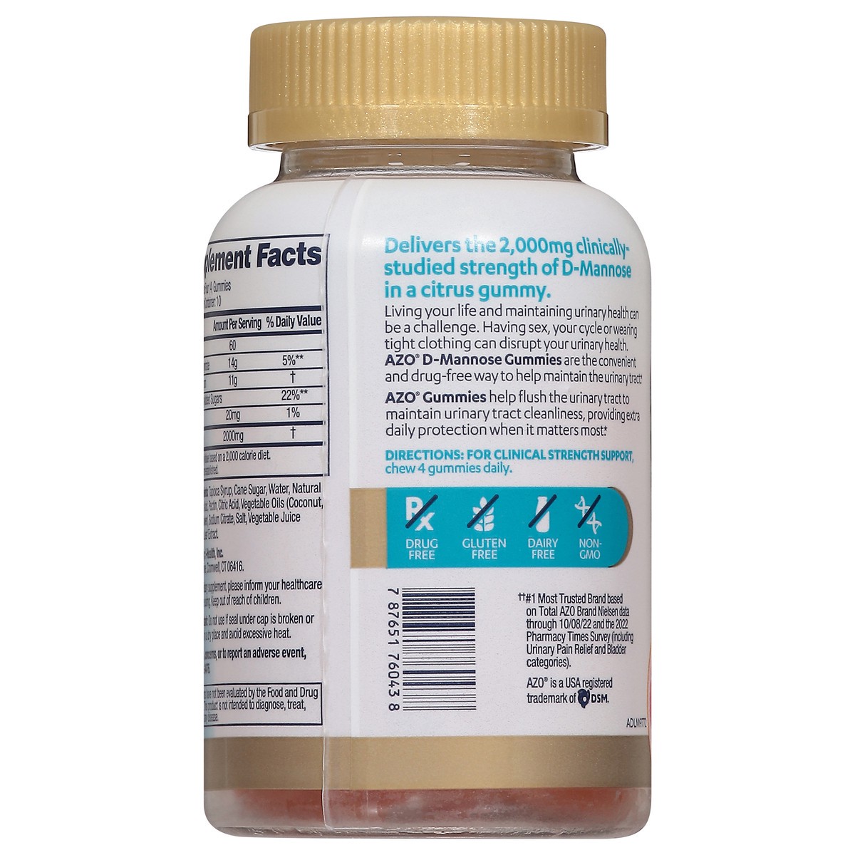 slide 13 of 14, AZO Urinary Tract Health Citrus Blast D-Mannose 40 Gummies, 40 ct