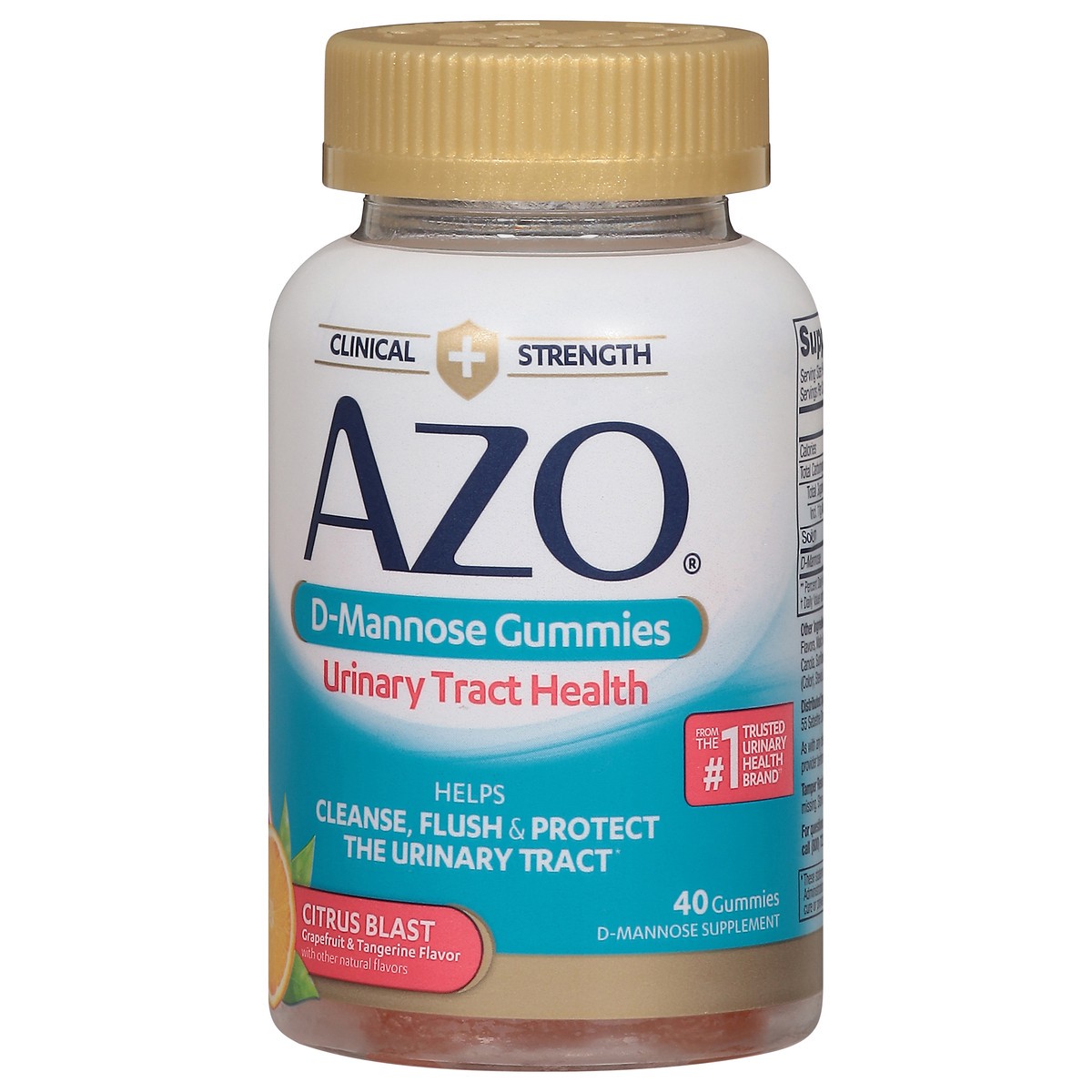 slide 2 of 14, AZO Urinary Tract Health Citrus Blast D-Mannose 40 Gummies, 40 ct