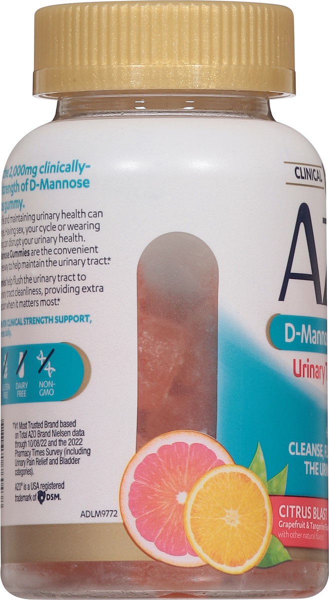 slide 8 of 14, AZO Urinary Tract Health Citrus Blast D-Mannose 40 Gummies, 40 ct