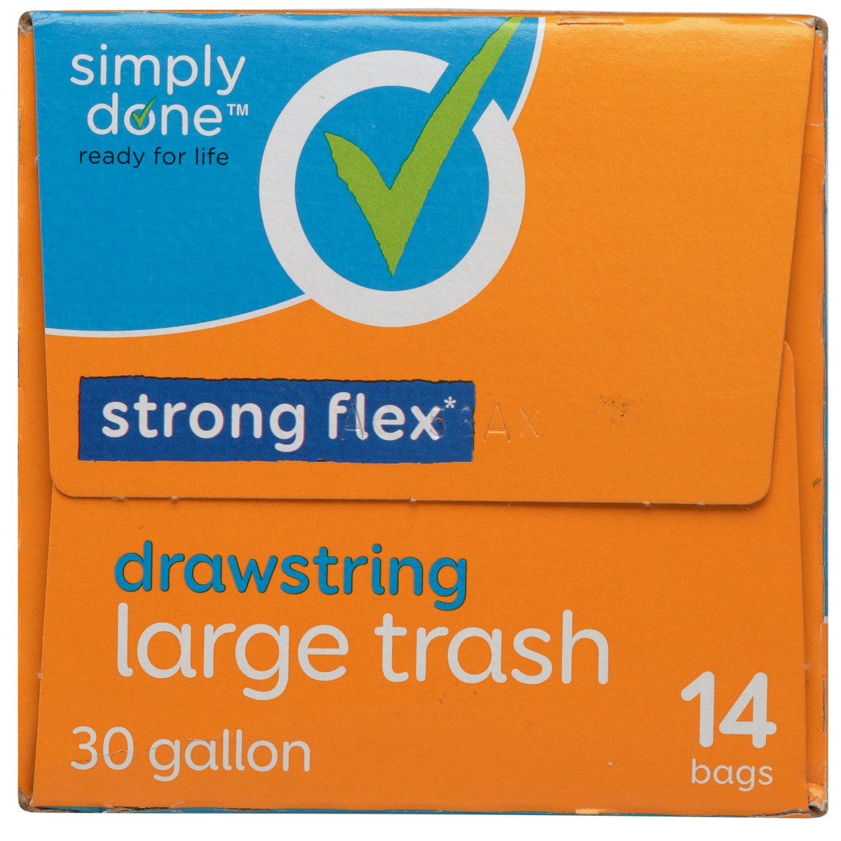 slide 8 of 8, Simply Done Strong Flex Drawstring Large Trash Bags, 30 gal