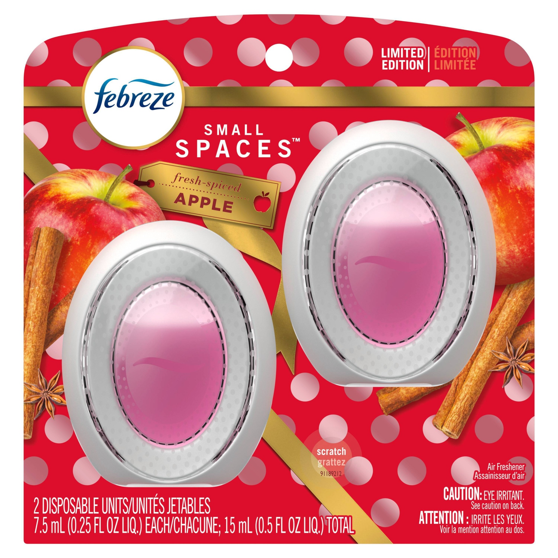 slide 1 of 6, Febreze Small Spaces Fresh Spiced Apple Air Freshener, 2 ct