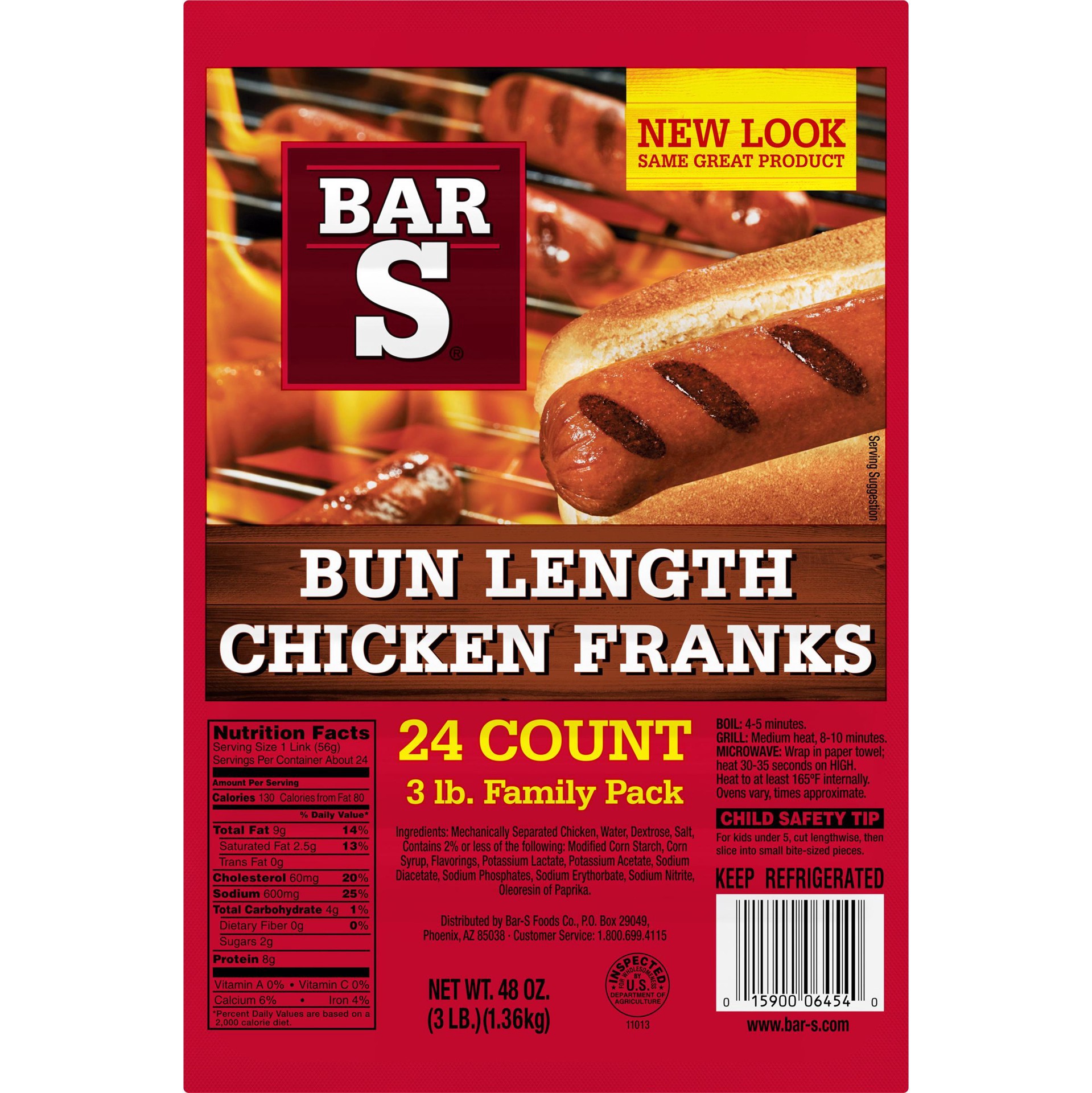 slide 1 of 1, Bar-S Chicken Franks - 3 Lb, 3 lb