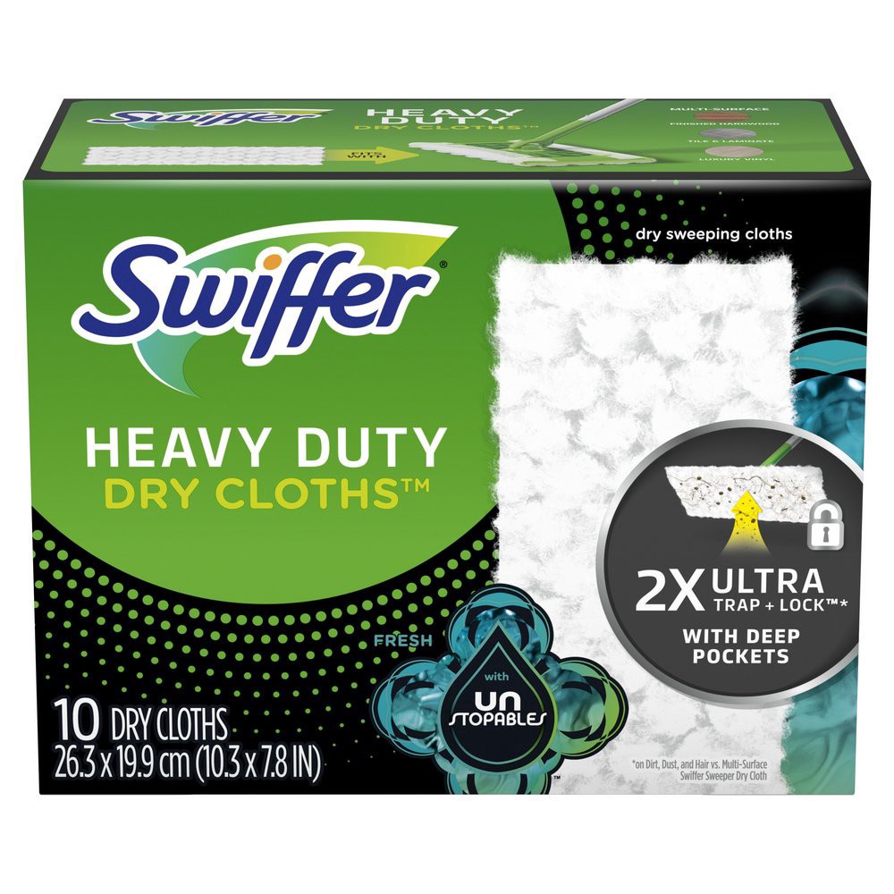 slide 1 of 1, Swiffer Unstopables Fresh Heavy Duty Dry Cloths, 10 ct