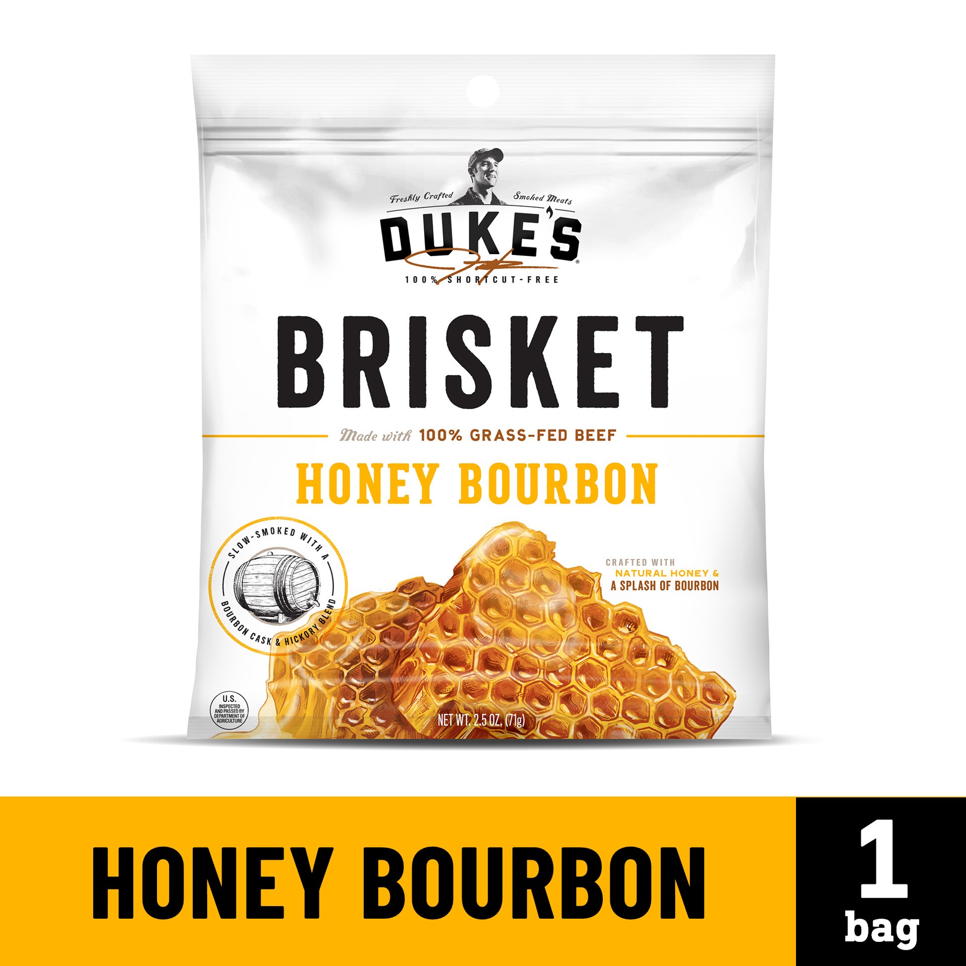 slide 1 of 5, Duke's Honey Bourbon Beef Brisket Strips, 2.5 oz., 2.5 oz