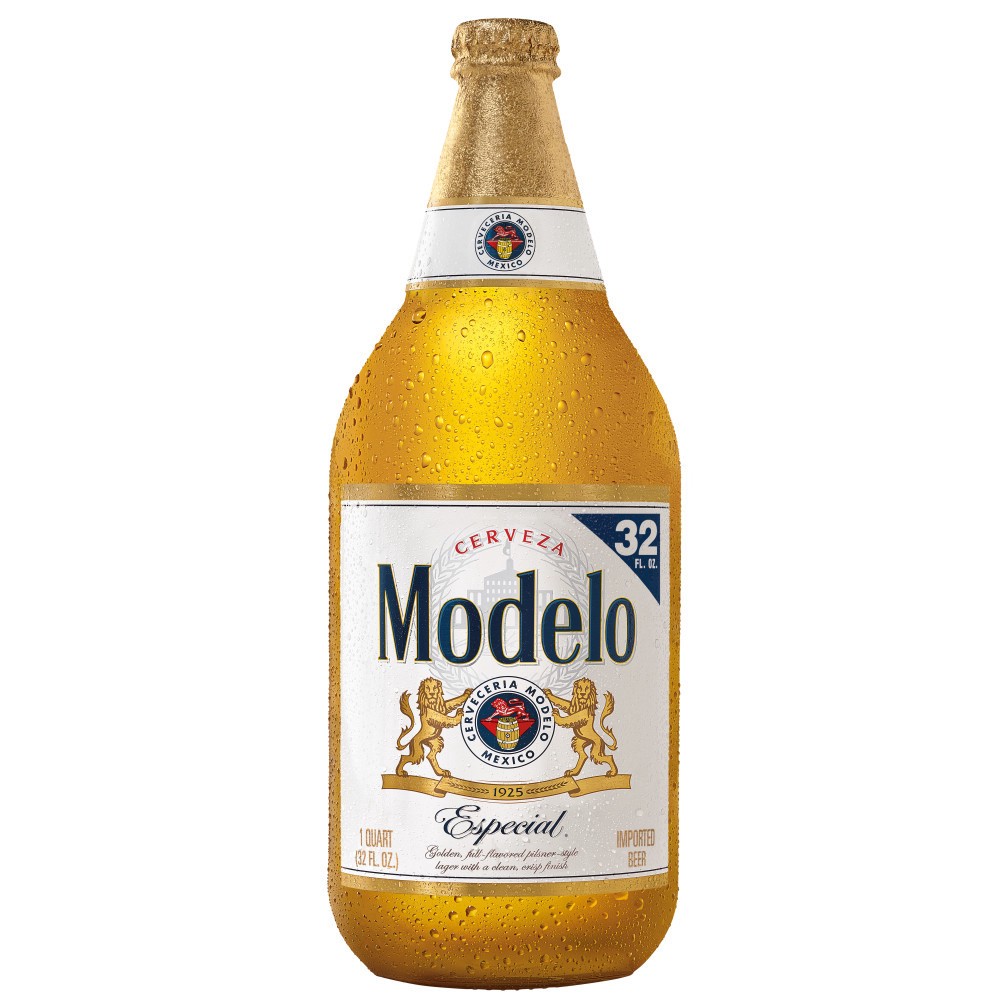 slide 1 of 9, Modelo Mexican Lager Import Beer, 32 fl oz Bottle, 4.4% ABV, 32 fl oz