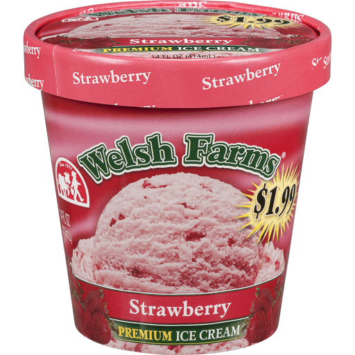 slide 1 of 1, Welsh Farms Premium Ice Cream Strawberry, 14 fl oz