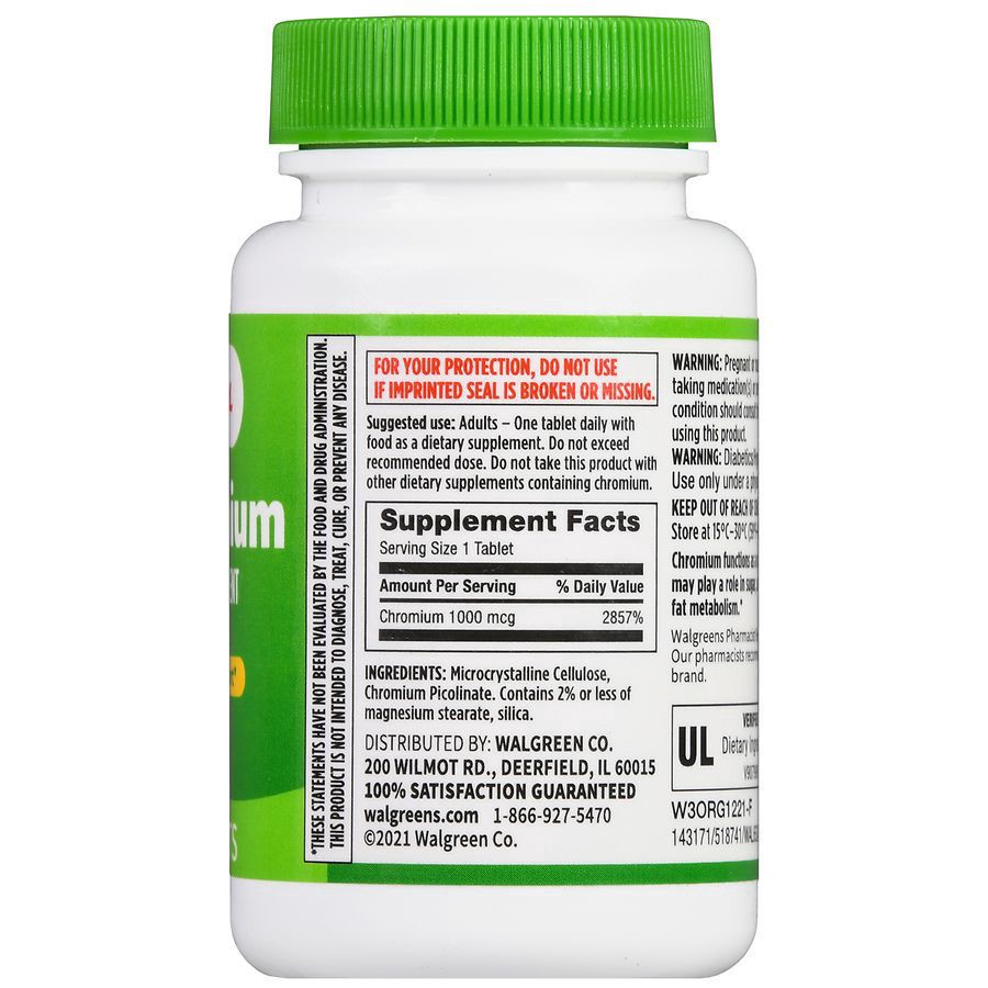 slide 4 of 5, Walgreens Chromium 1000 mcg, 100 ct