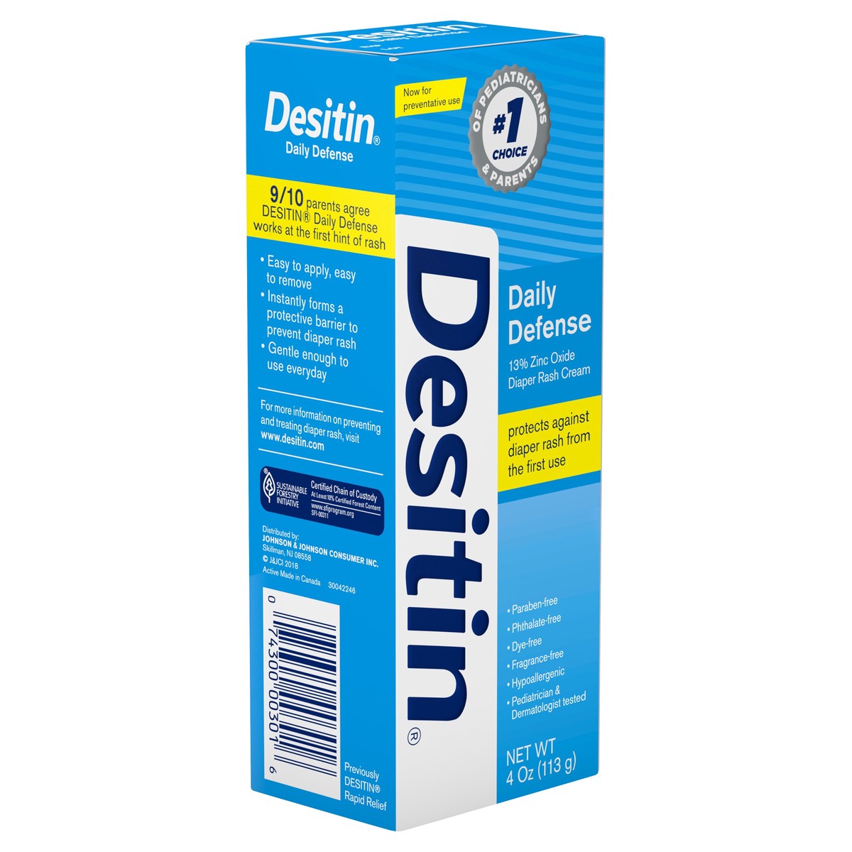 slide 3 of 6, Desitin Daily Defense Baby Diaper Rash Cream with 13% Zinc Oxide Barrier Cream to Treat, Relieve & Prevent Diaper Rash, Hypoallergenic, Dye-, Phthalate- & Paraben-Free, 4 oz, 4 oz