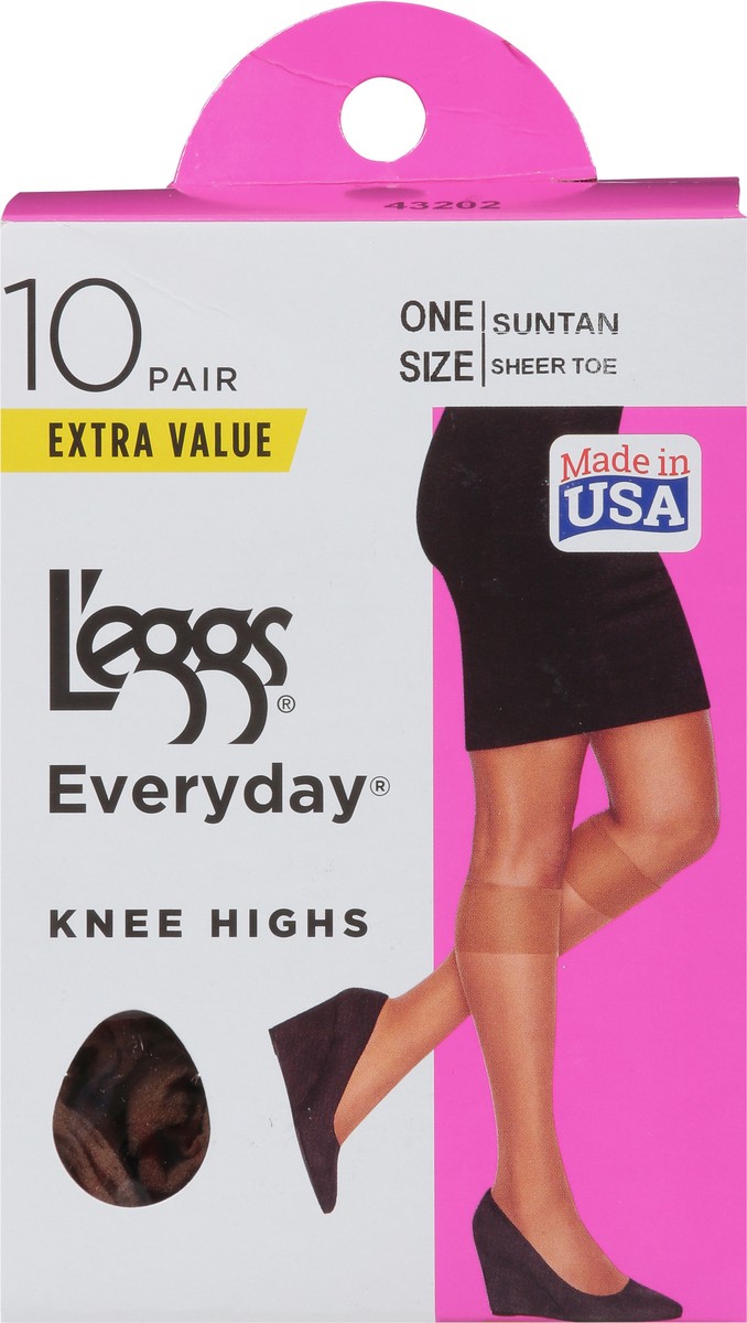 slide 6 of 9, L'eggs Leggs Knee High Pantyhose Suntan, 10 ct