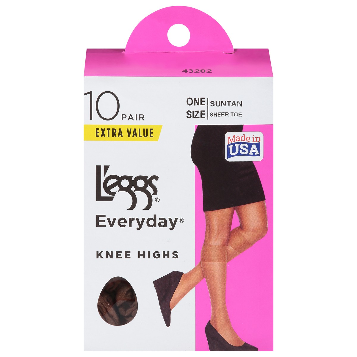 slide 1 of 9, L'eggs Leggs Knee High Pantyhose Suntan, 10 ct