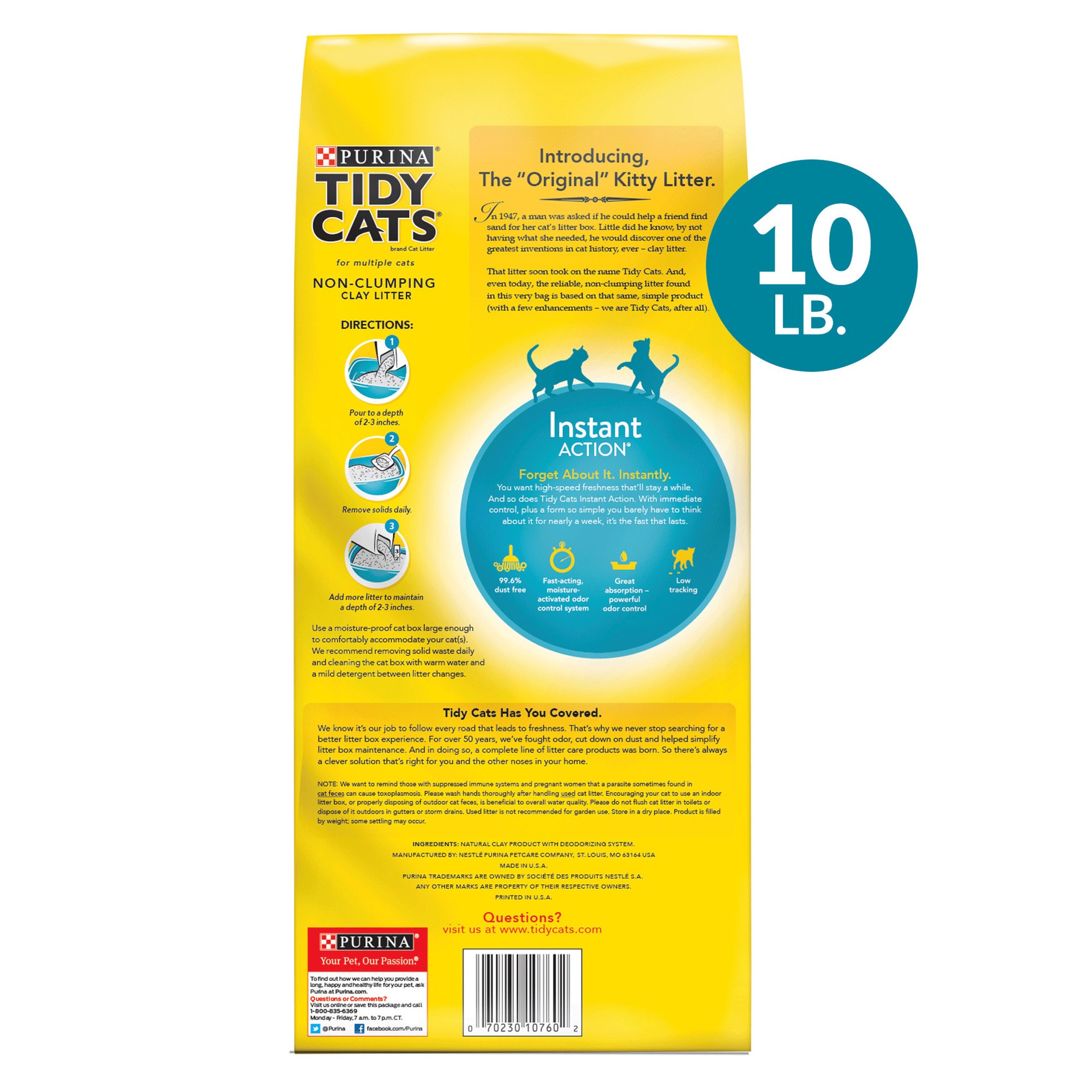 slide 3 of 6, Tidy Cats Purina Tidy Cats Non Clumping Cat Litter, Instant Action Low Tracking Cat Litter, 10 lb