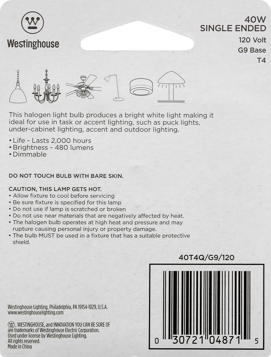 slide 9 of 10, Westinghouse Halogen 40 Watts Light Bulb 1 ea, 1 ct