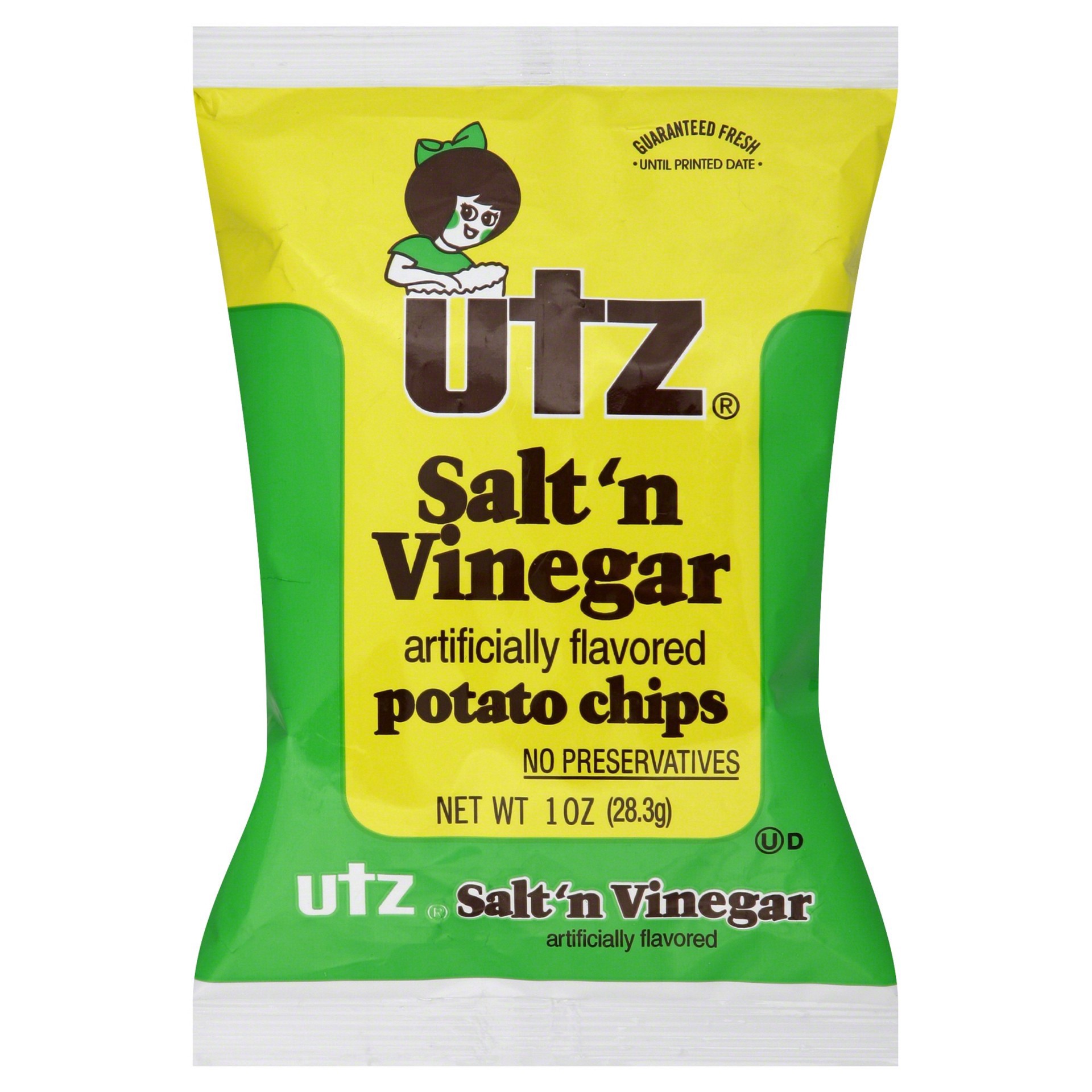 slide 1 of 1, Utz Potato Chips - Salt and Vinegar, 1 oz