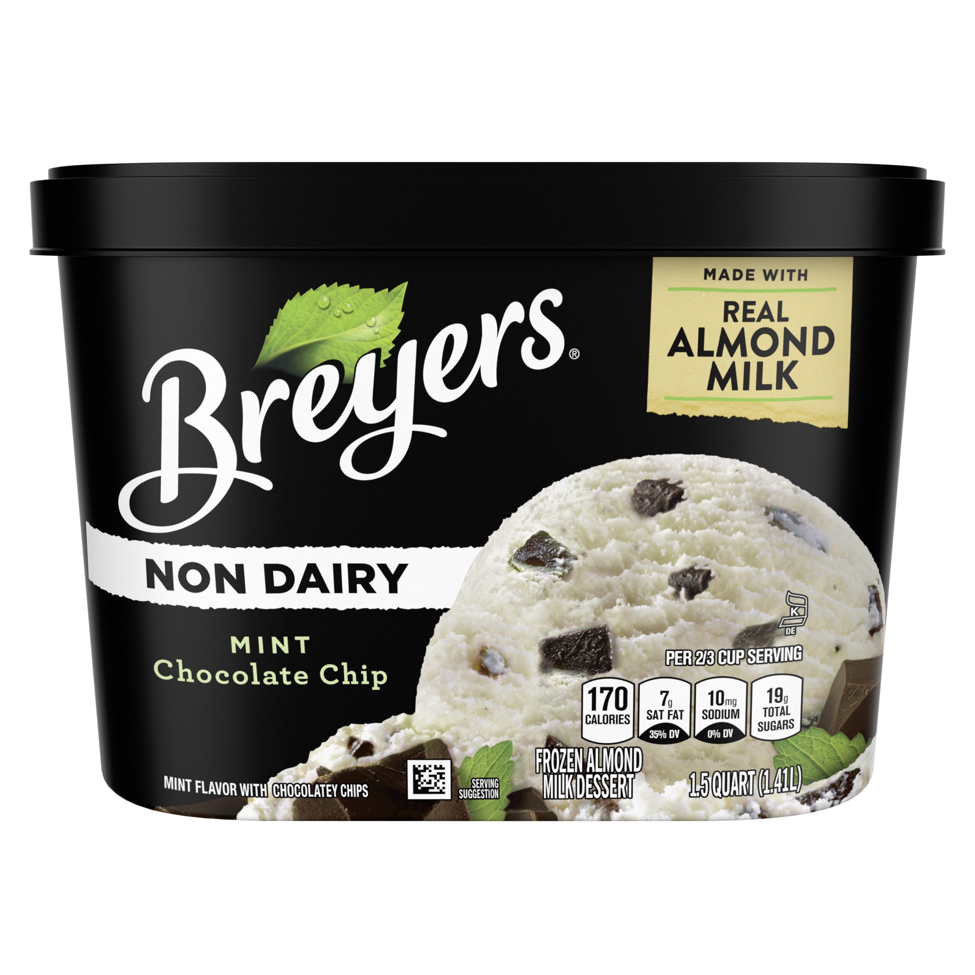 slide 1 of 4, Breyers Non Dairy Mint Chocolate Chip Ice Cream, 48 fl oz
