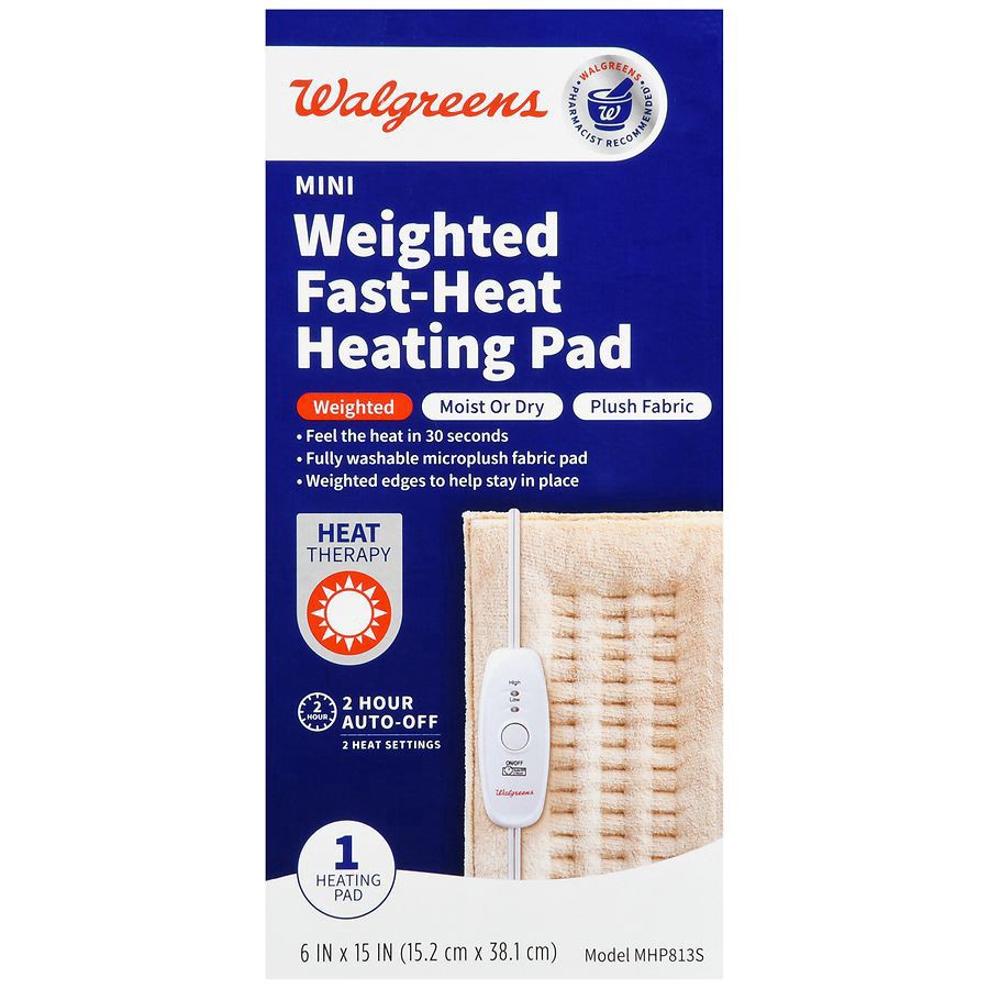 slide 2 of 5, Walgreens Fast-Heat Weighted Heating Pad, 6 x 15 in