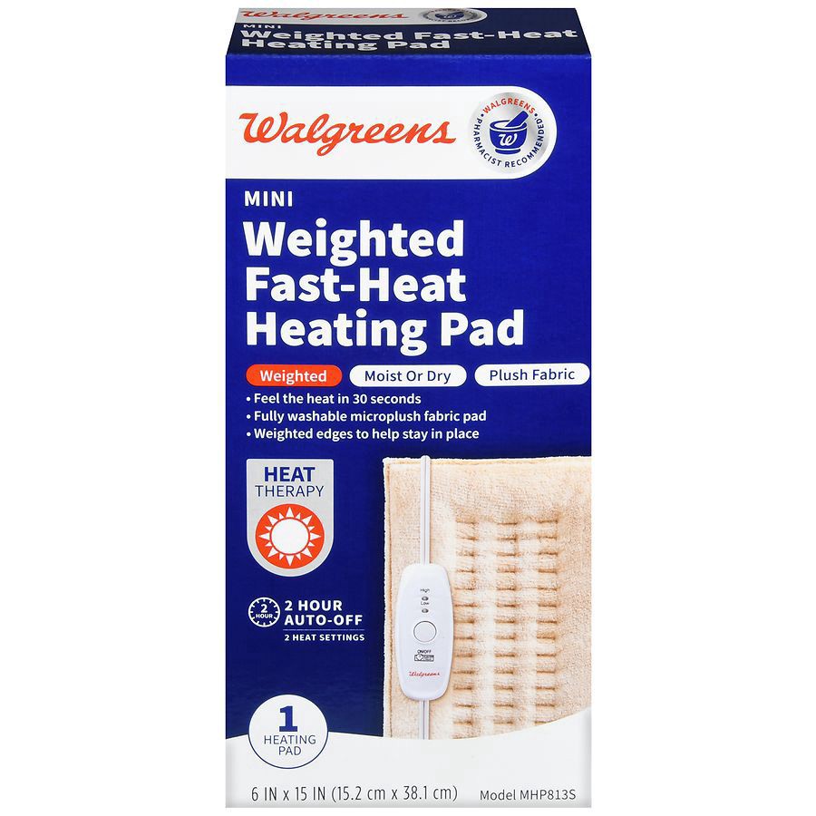 slide 1 of 5, Walgreens Fast-Heat Weighted Heating Pad, 6 x 15 in